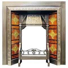 19th Century Scottish Tiled Cast Iron Fireplace Insert