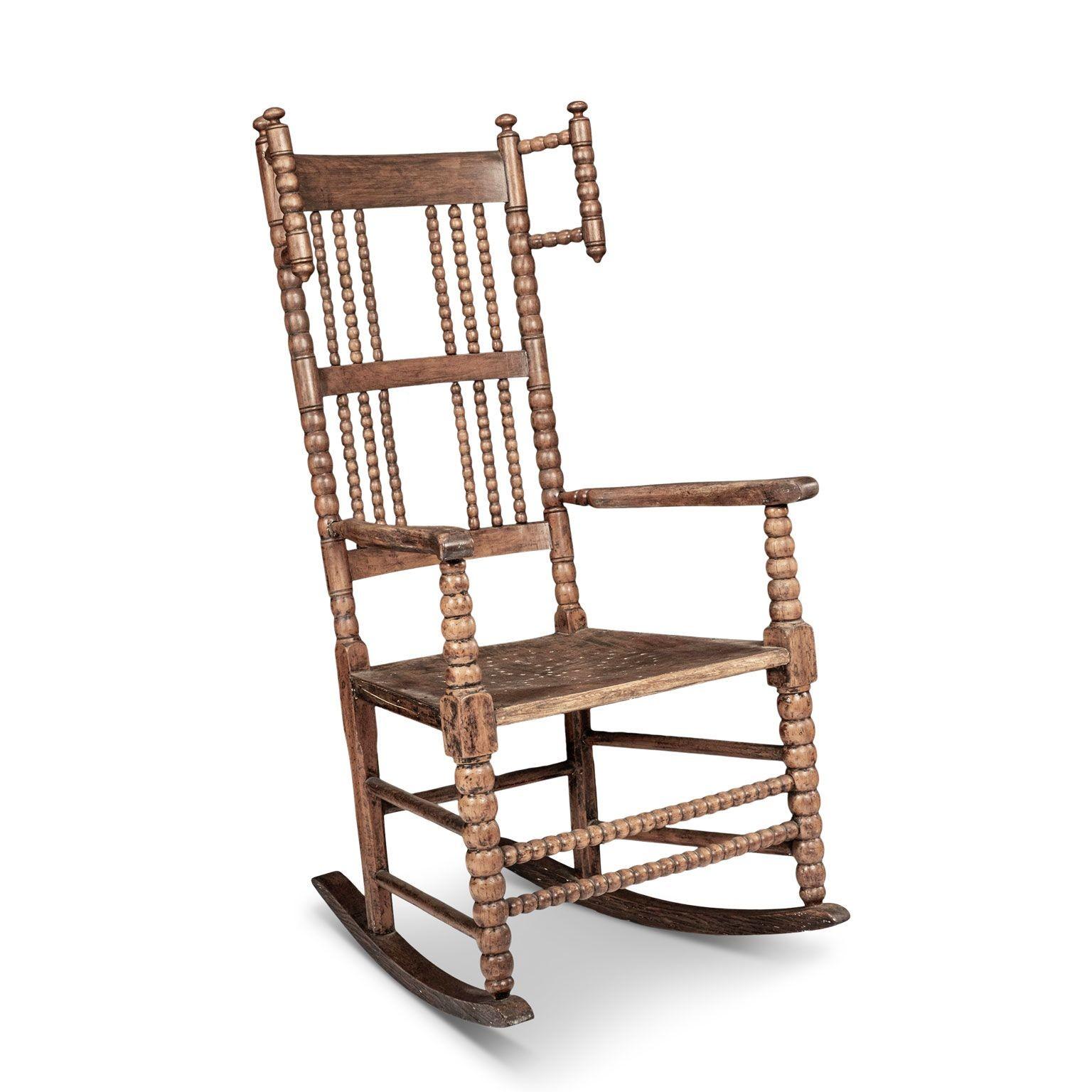 Wood 19th Century Scottish Turned-Bobbin Rocking Chair