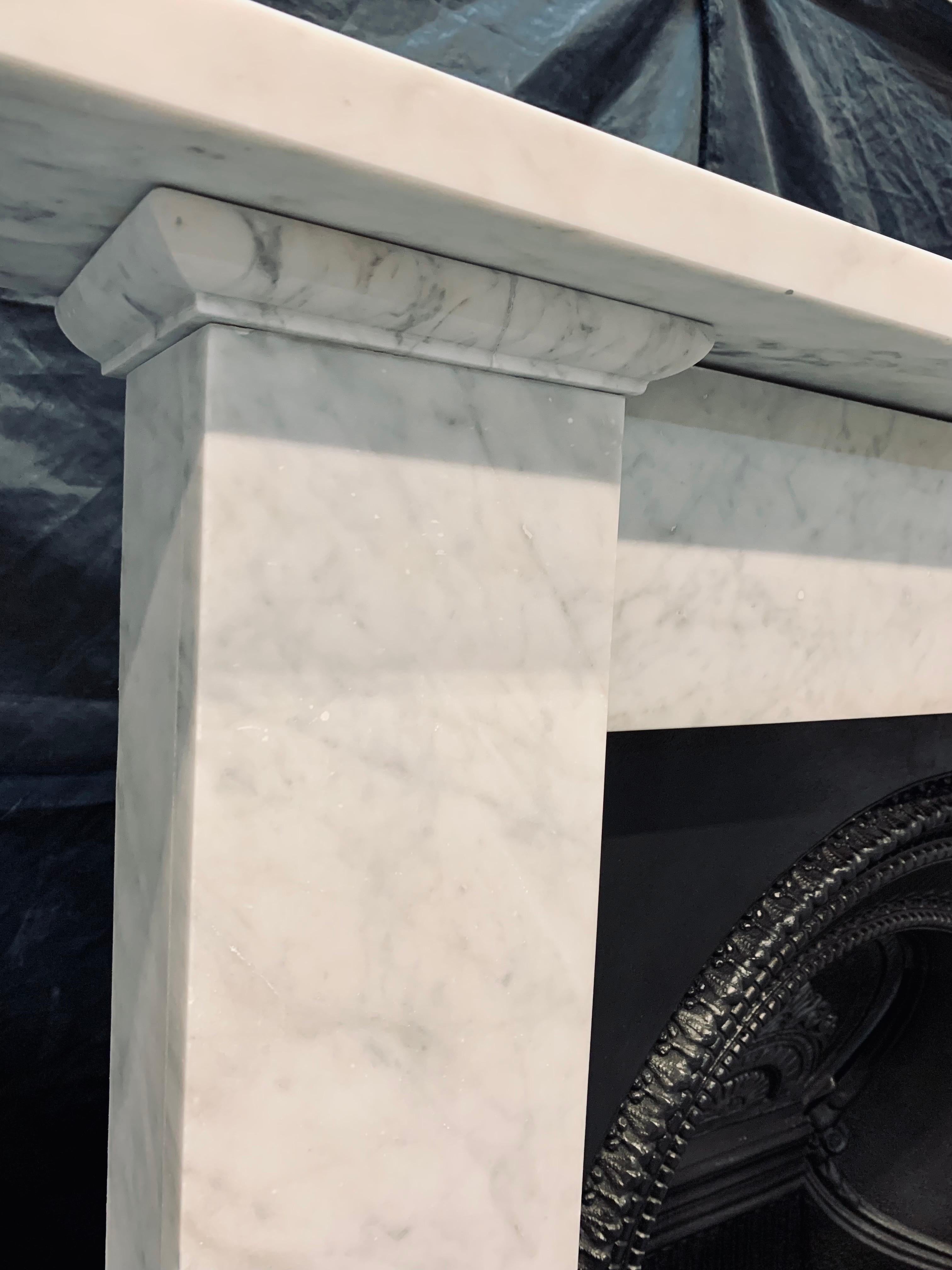 Carved 19th Century Scottish Victorian Carrara Marble Fireplace Surround.