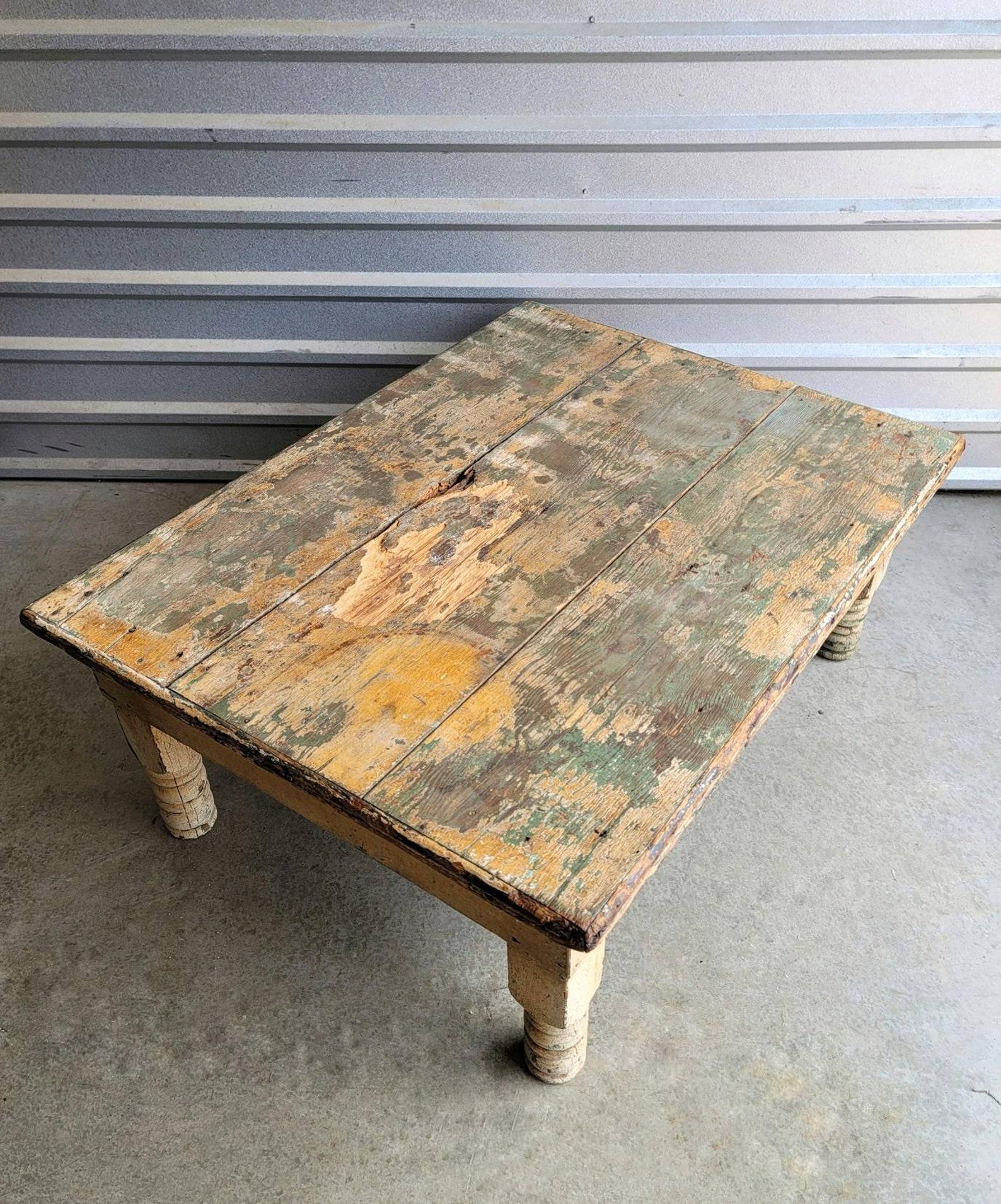 An antique, circa 1885, European low table, originally a Scottish farm house kitchen table / work table, the legs later cut down to make the perfect coffee table!

Hand-crafted in Scotland in the late 19th century, good quality rustic Victorian