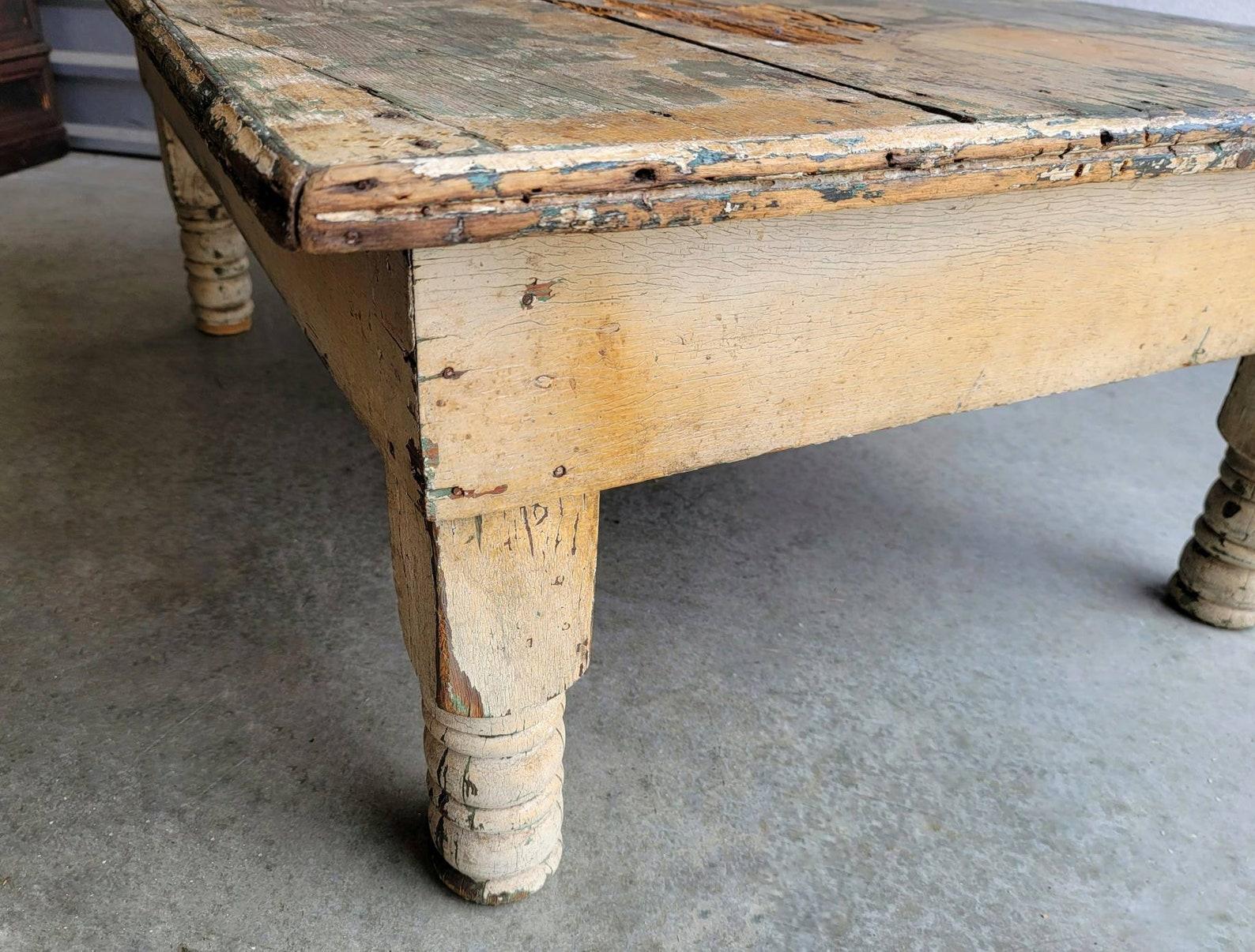 19th Century Scottish Victorian Painted Pine Farmhouse Coffee Table 4