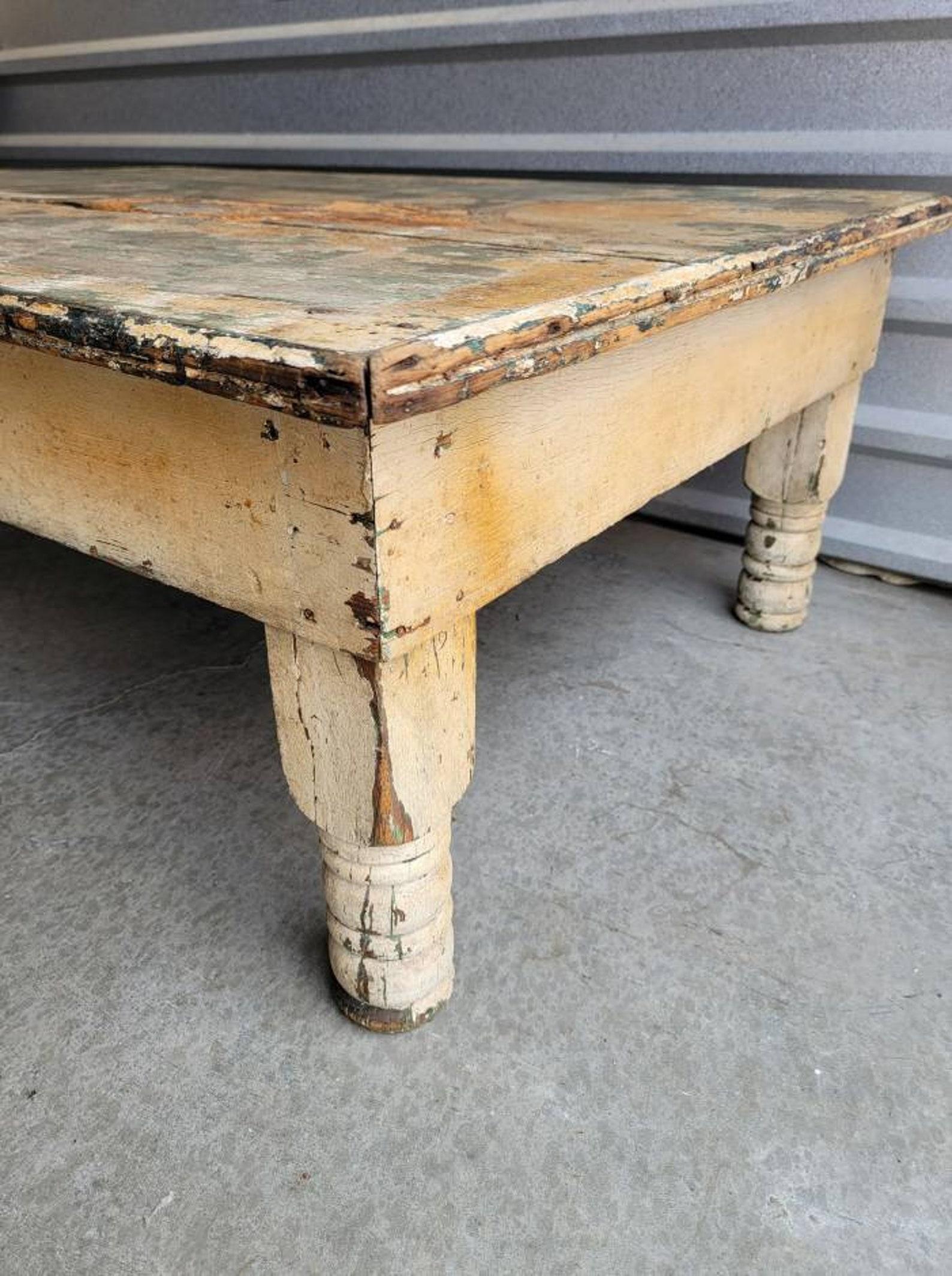 19th Century Scottish Victorian Painted Pine Farmhouse Coffee Table 5