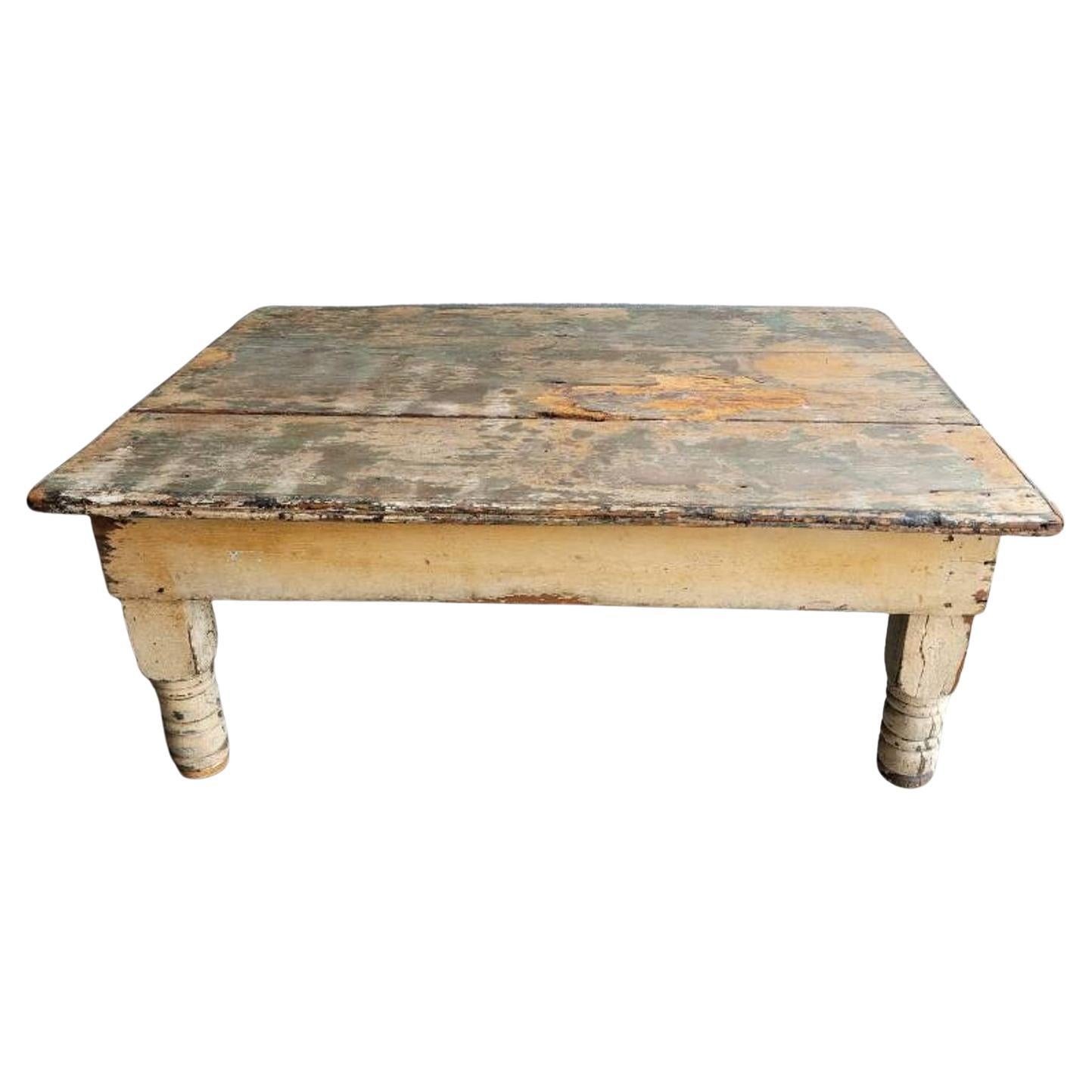19th Century Scottish Victorian Painted Pine Farmhouse Coffee Table
