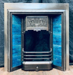 19th Century Scottish Victorian Polished Cast Iron Fireplace Insert