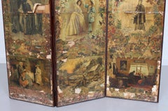 19th Century Scrap Work Folding Four-Panel Screen