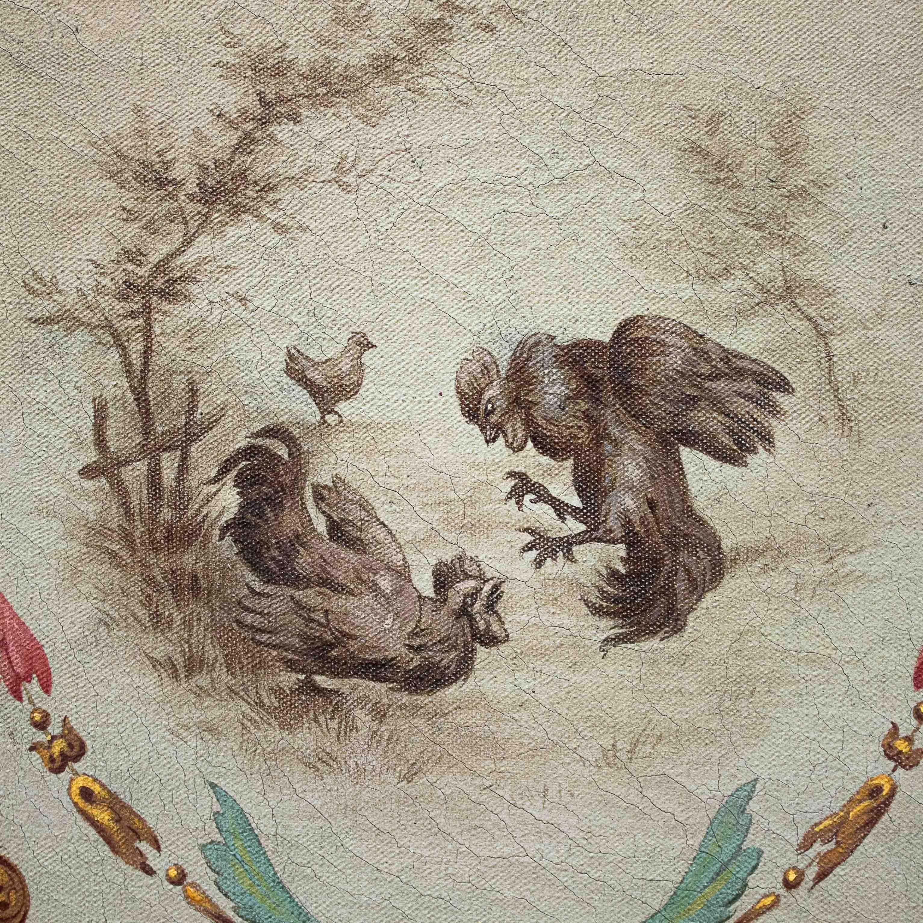Écran du 19e siècle avec peinture de Grotesques Huile sur toile en vente 7