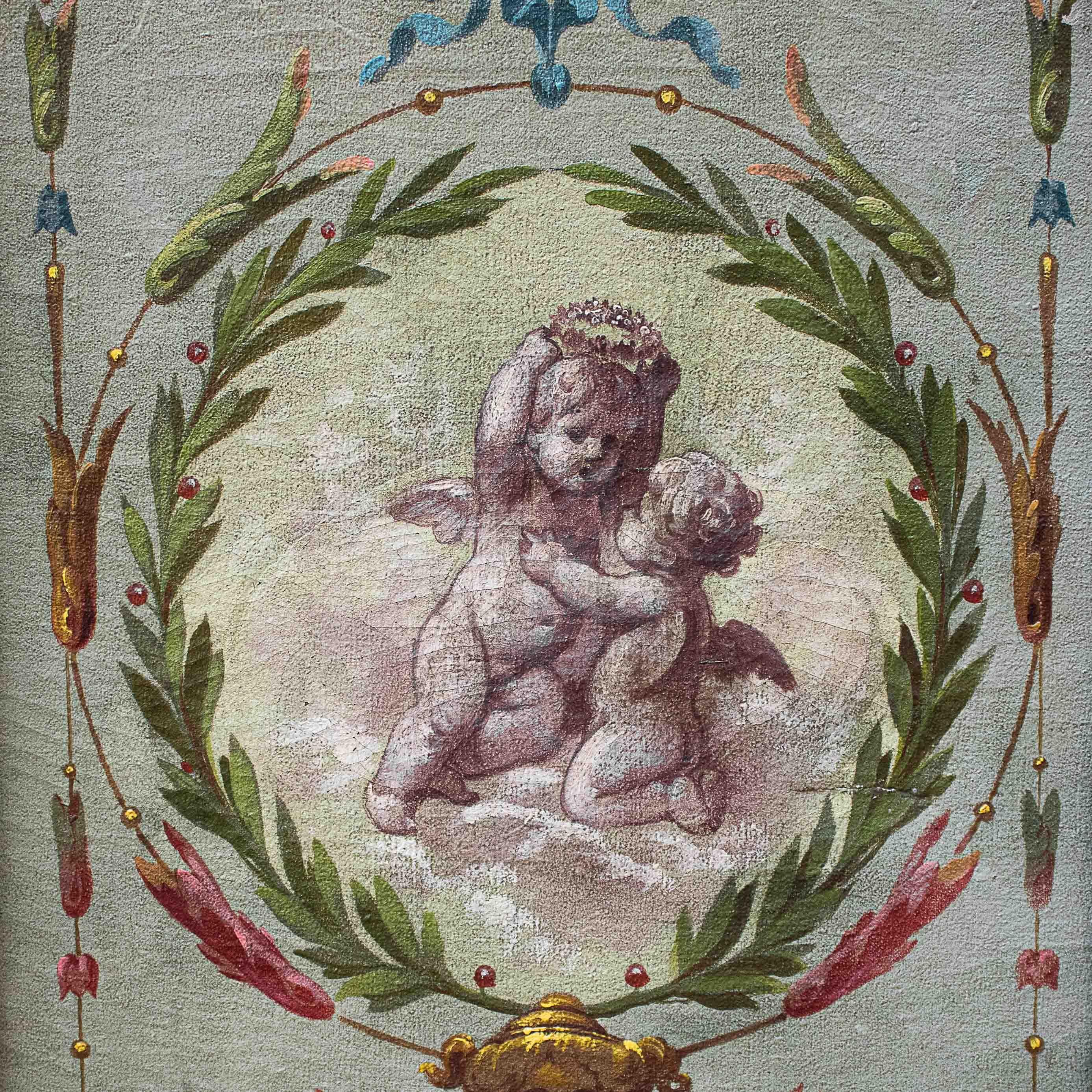 Écran du 19e siècle avec peinture de Grotesques Huile sur toile en vente 11