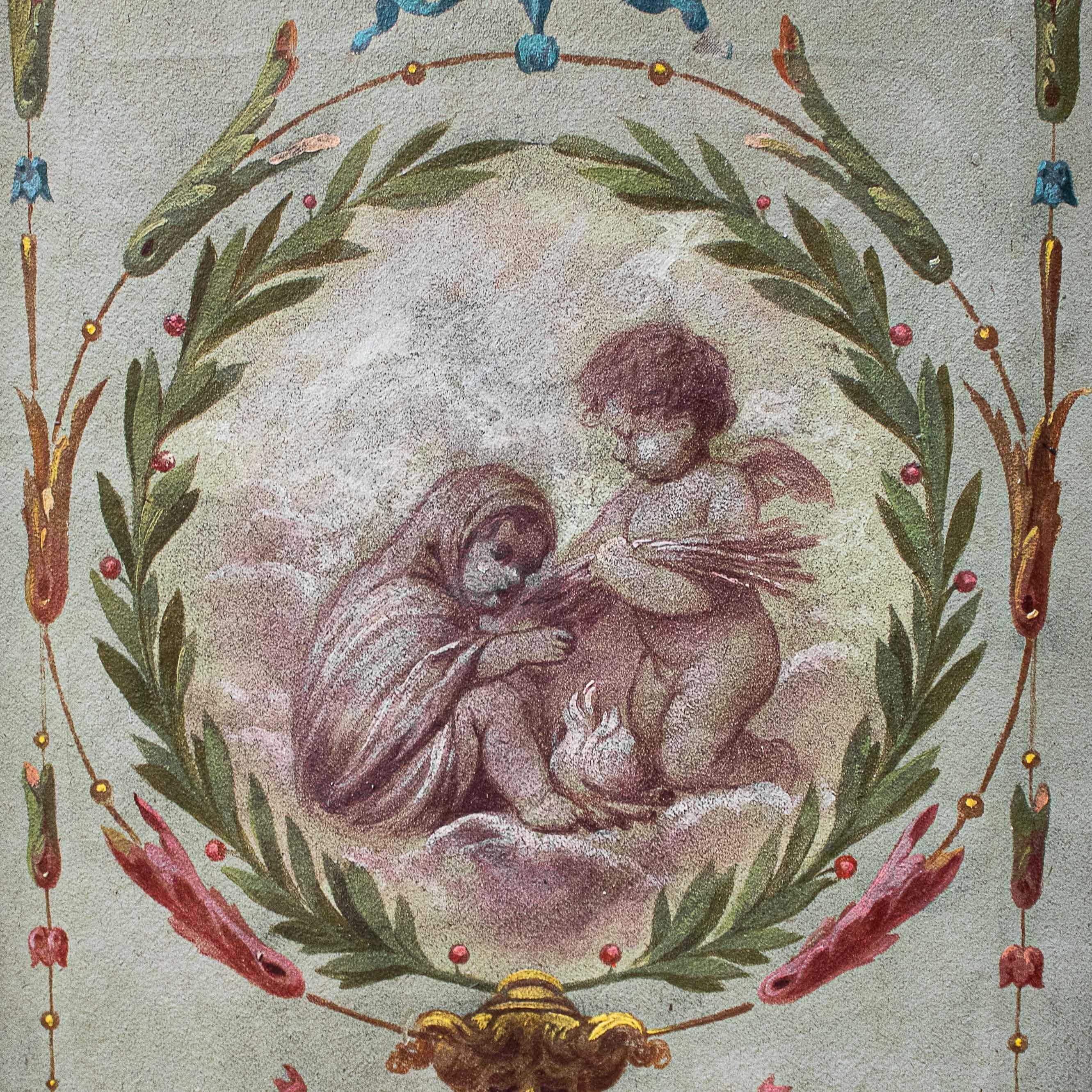 Écran du 19e siècle avec peinture de Grotesques Huile sur toile en vente 12