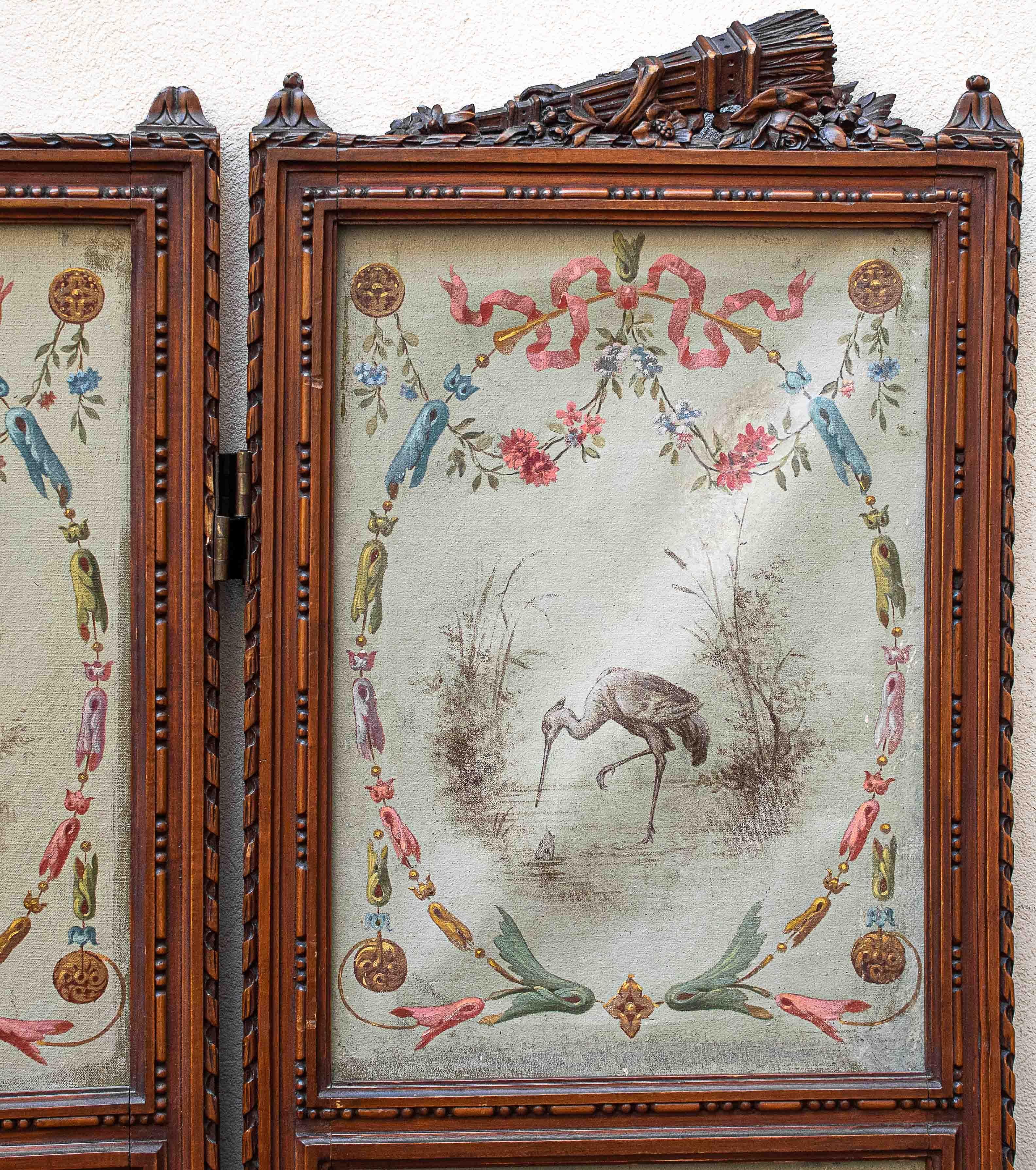 19th Century Screen with Grotesques Painting Oil on Canvas In Excellent Condition For Sale In Milan, IT