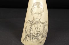 19th Century Scrimshaw Engraved Whale Tooth Antique Original Marine Artcraft