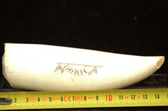 19th Century Scrimshaw of Antique Engraved Whale Tooth Fine Nautical Workmanship