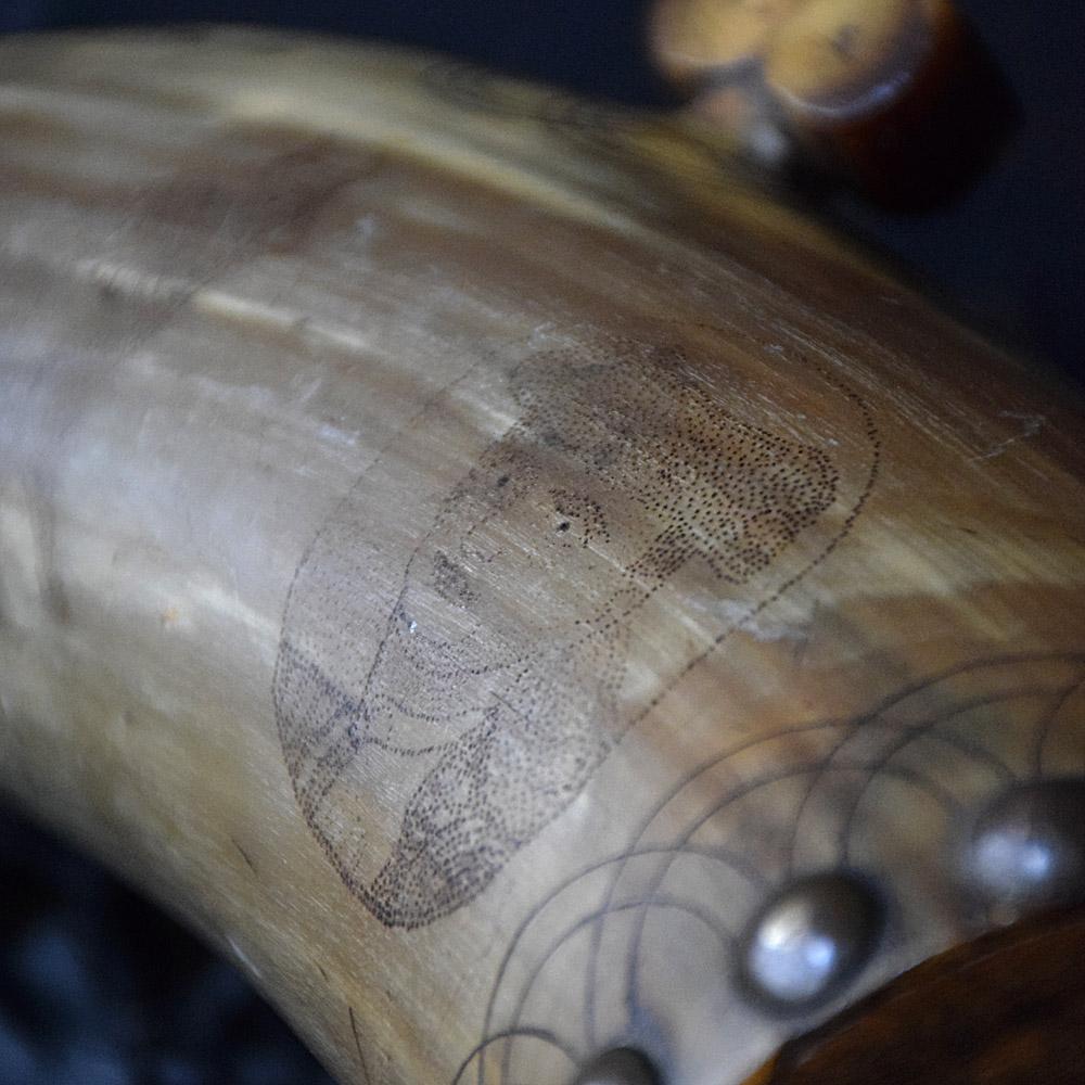 19th Century Scrimshaw Powder Horn 1