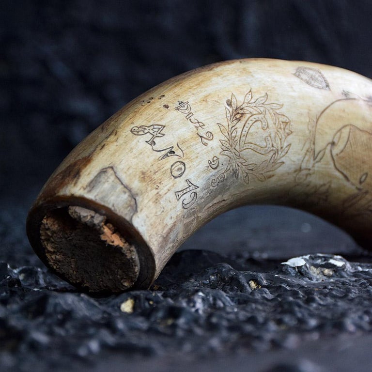 19th Century Scrimshaw Spanish Powder Horn at 1stDibs