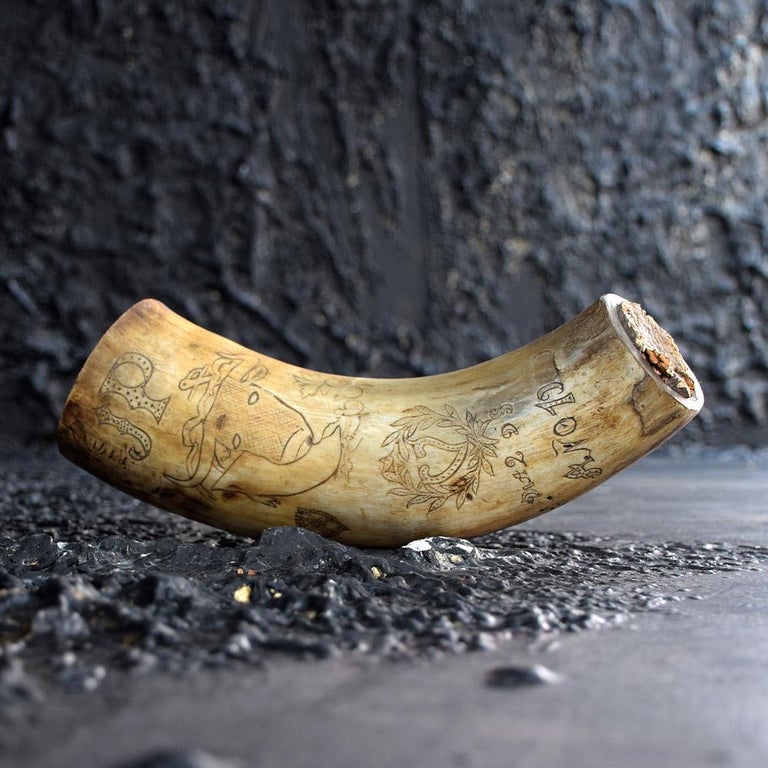 19th Century Scrimshaw Spanish Powder Horn at 1stDibs