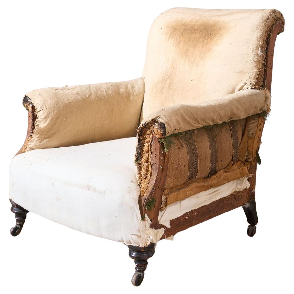 19th century Scroll back English country house armchair