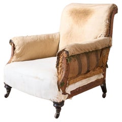 19th century Scroll back English country house armchair