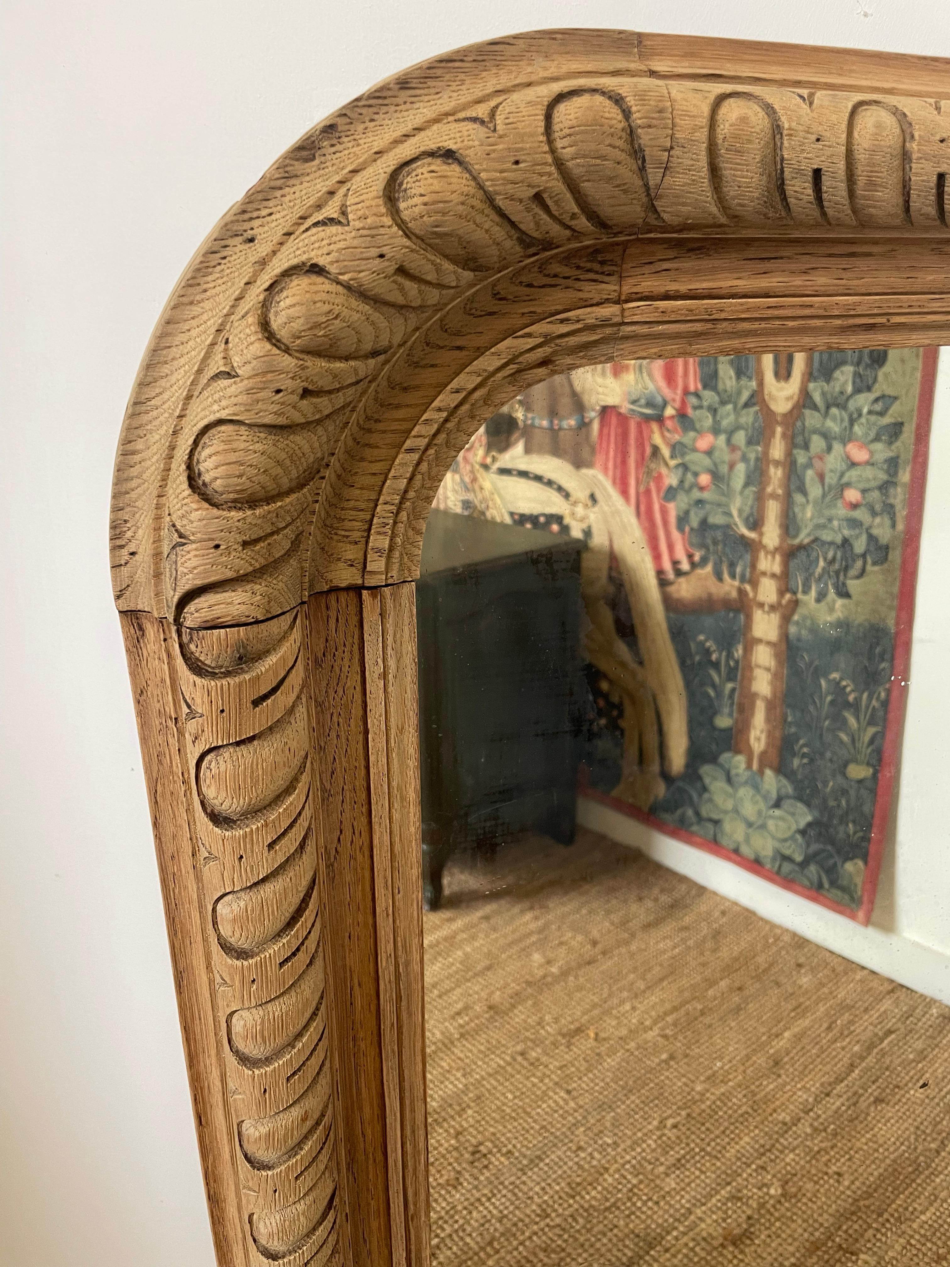 Country 19th century scrubbed oak over mantle mirror  For Sale