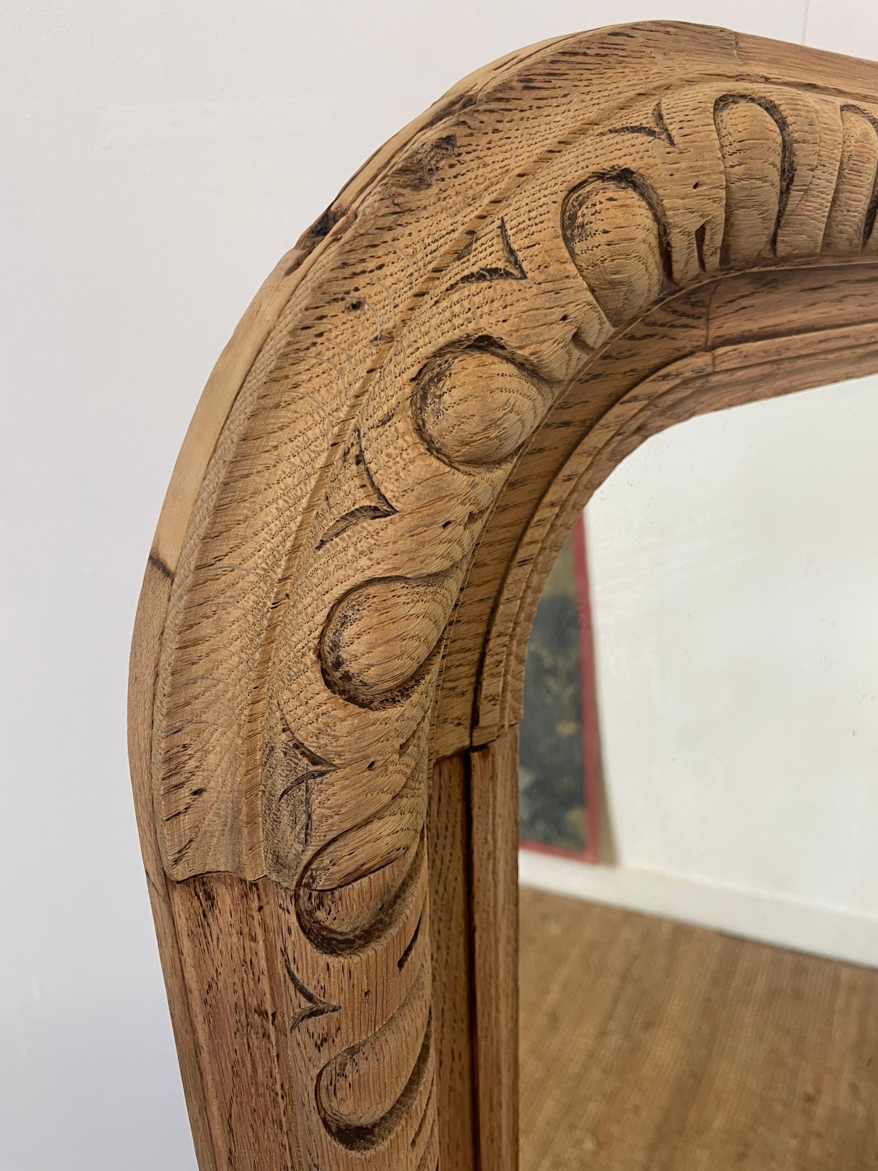 19th century scrubbed oak over mantle mirror  For Sale 1
