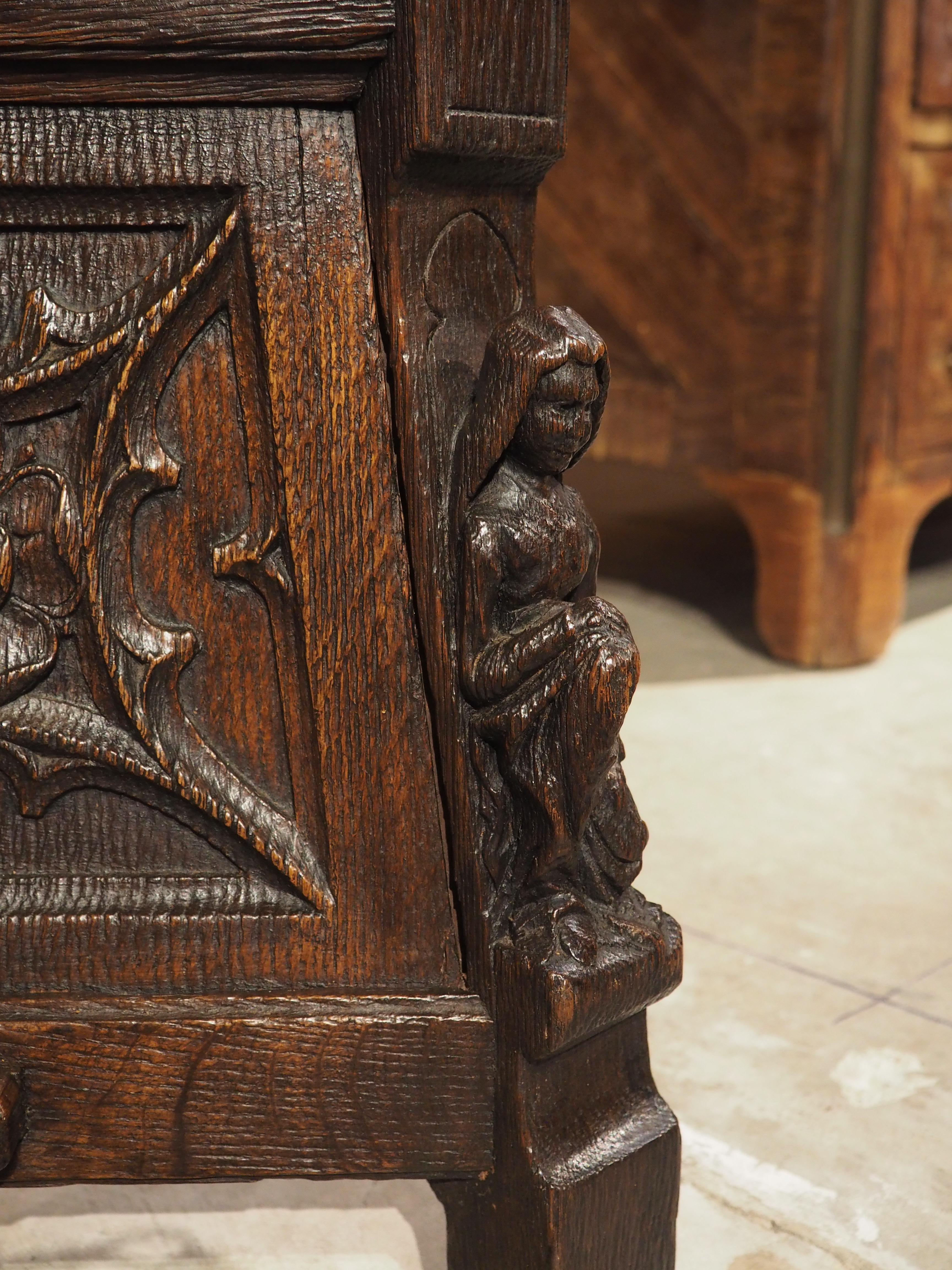 19th Century Sculpted French Oak Tabouret Stool in the Gothic Style 9