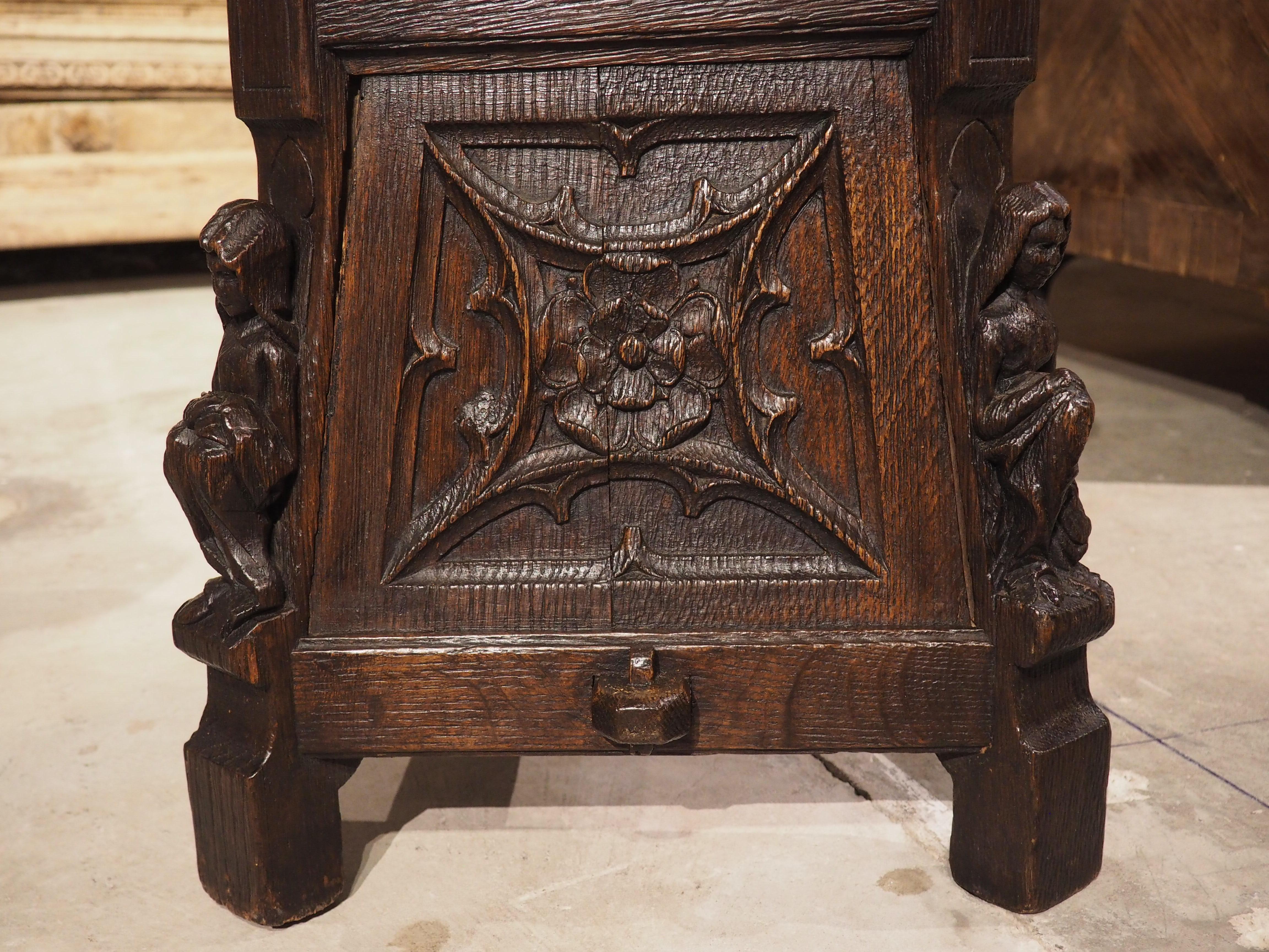 19th Century Sculpted French Oak Tabouret Stool in the Gothic Style 11