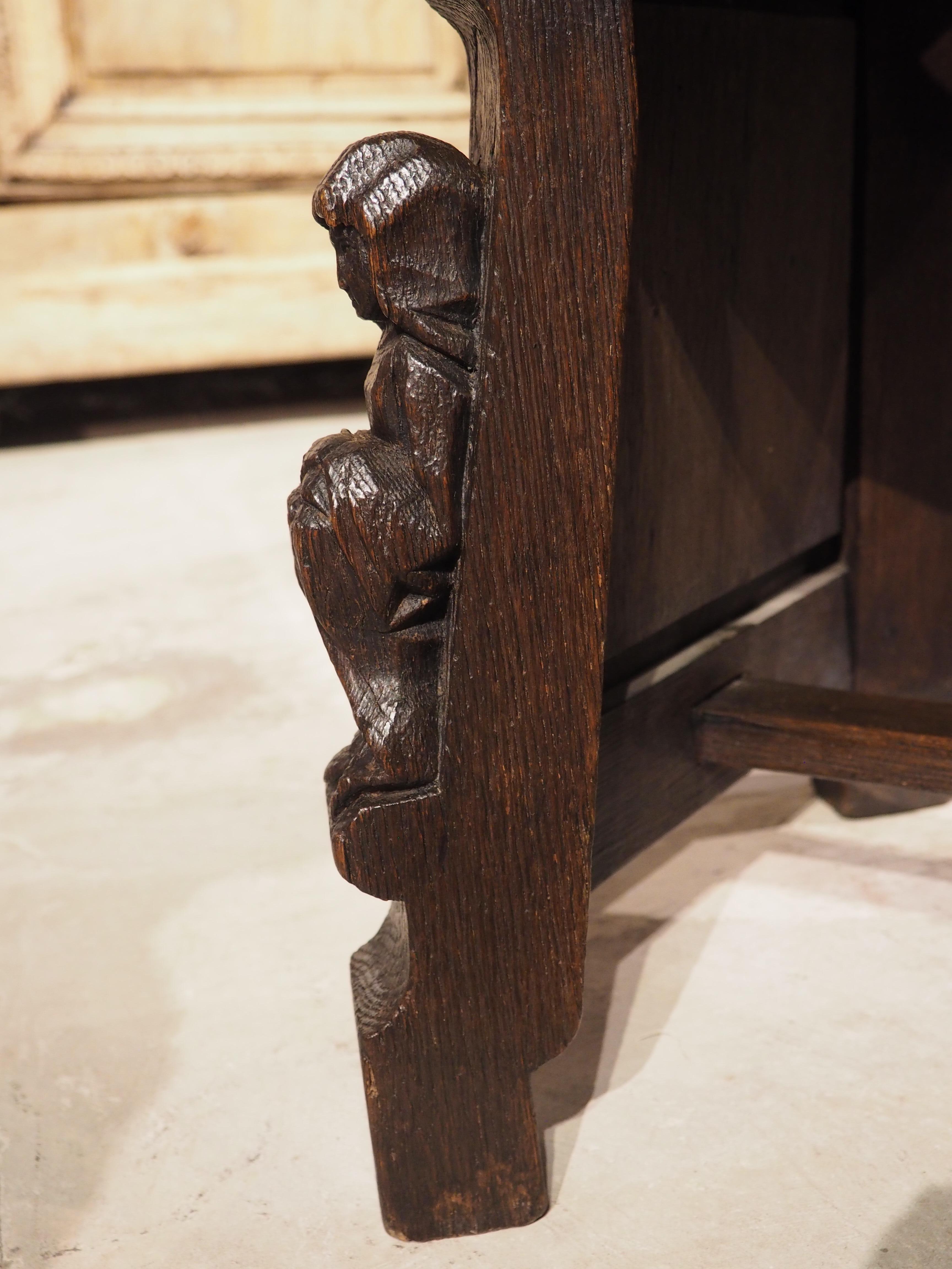 19th Century Sculpted French Oak Tabouret Stool in the Gothic Style 13