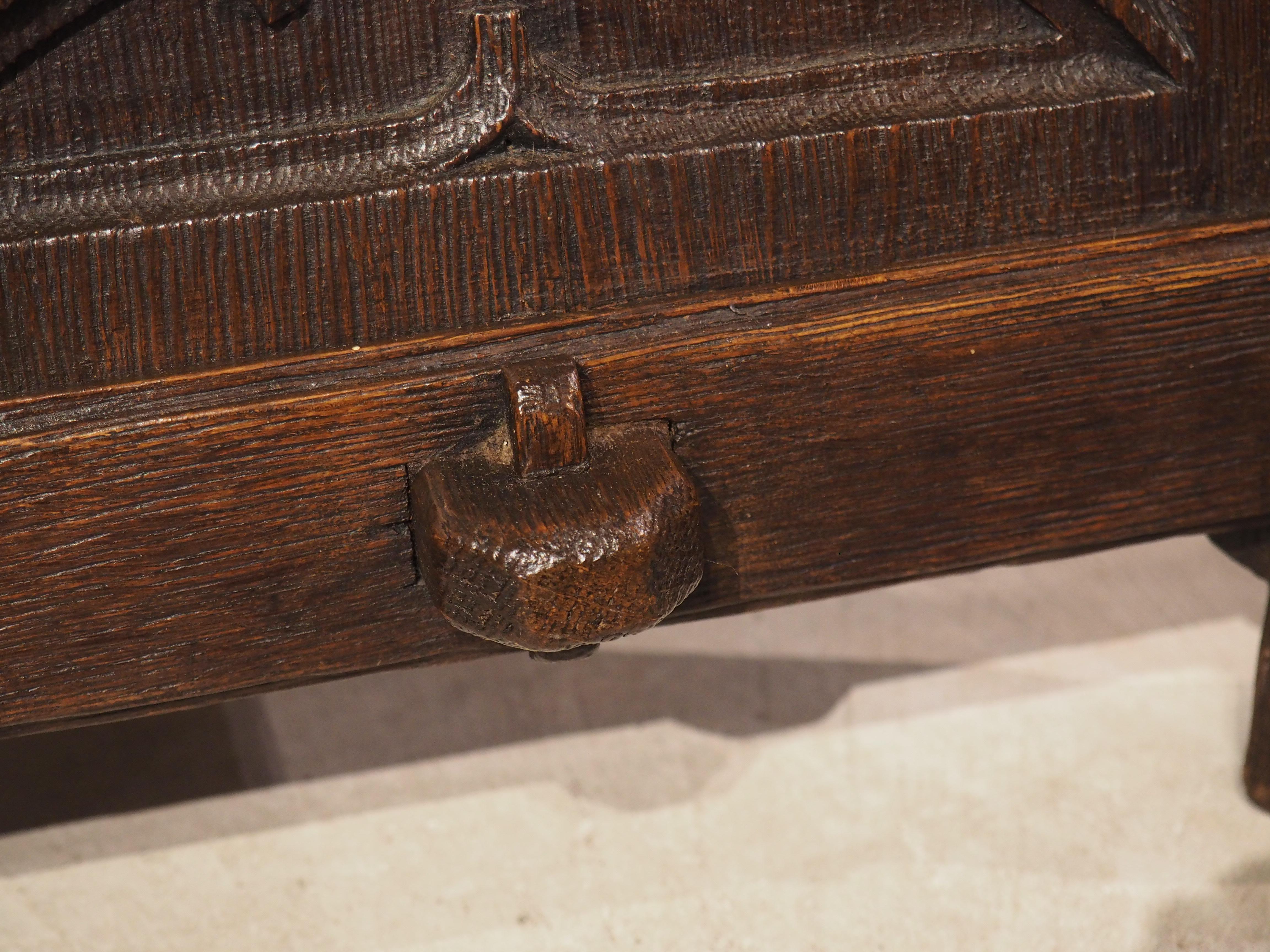 19th Century Sculpted French Oak Tabouret Stool in the Gothic Style 4
