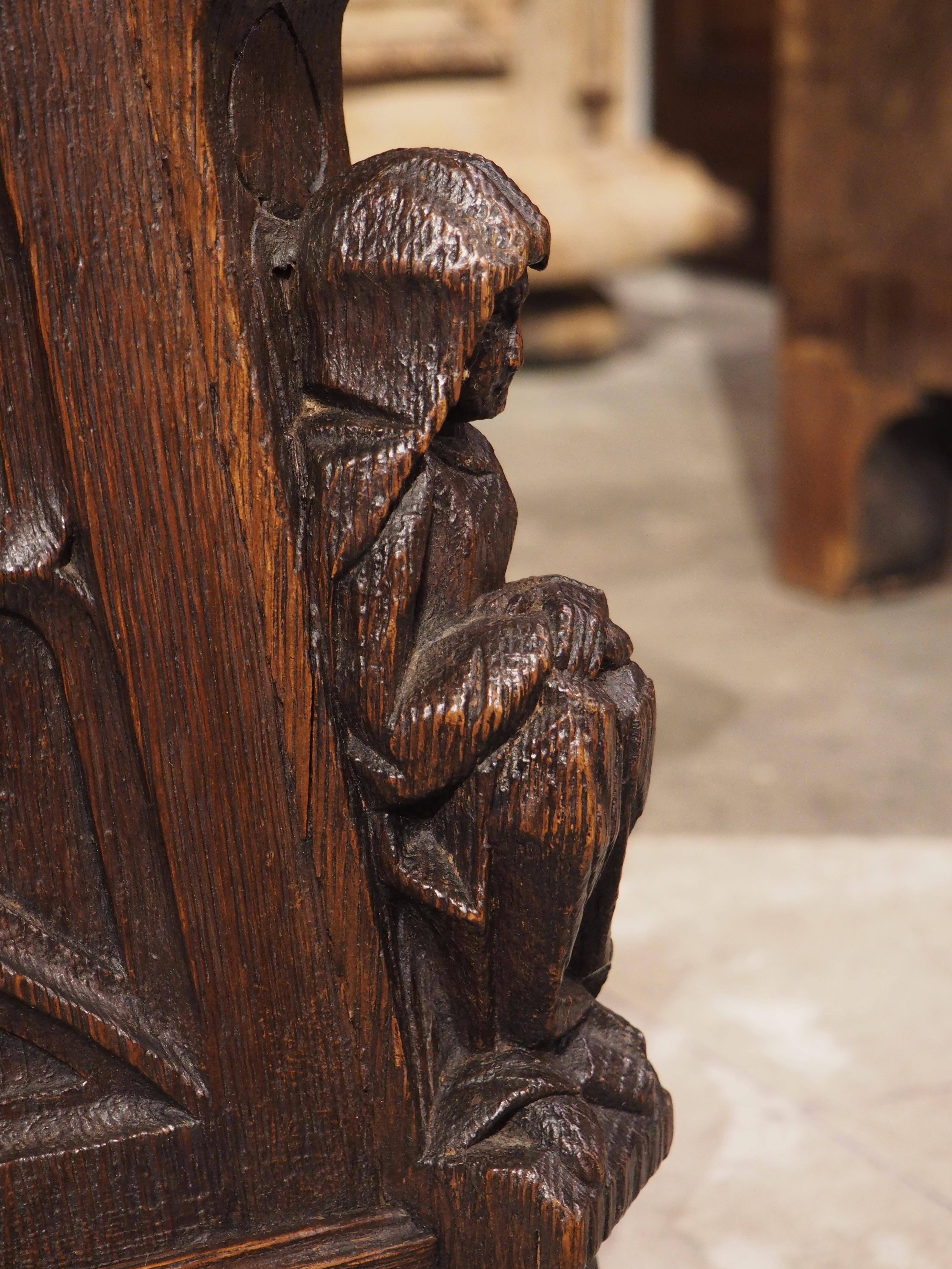 19th Century Sculpted French Oak Tabouret Stool in the Gothic Style 5