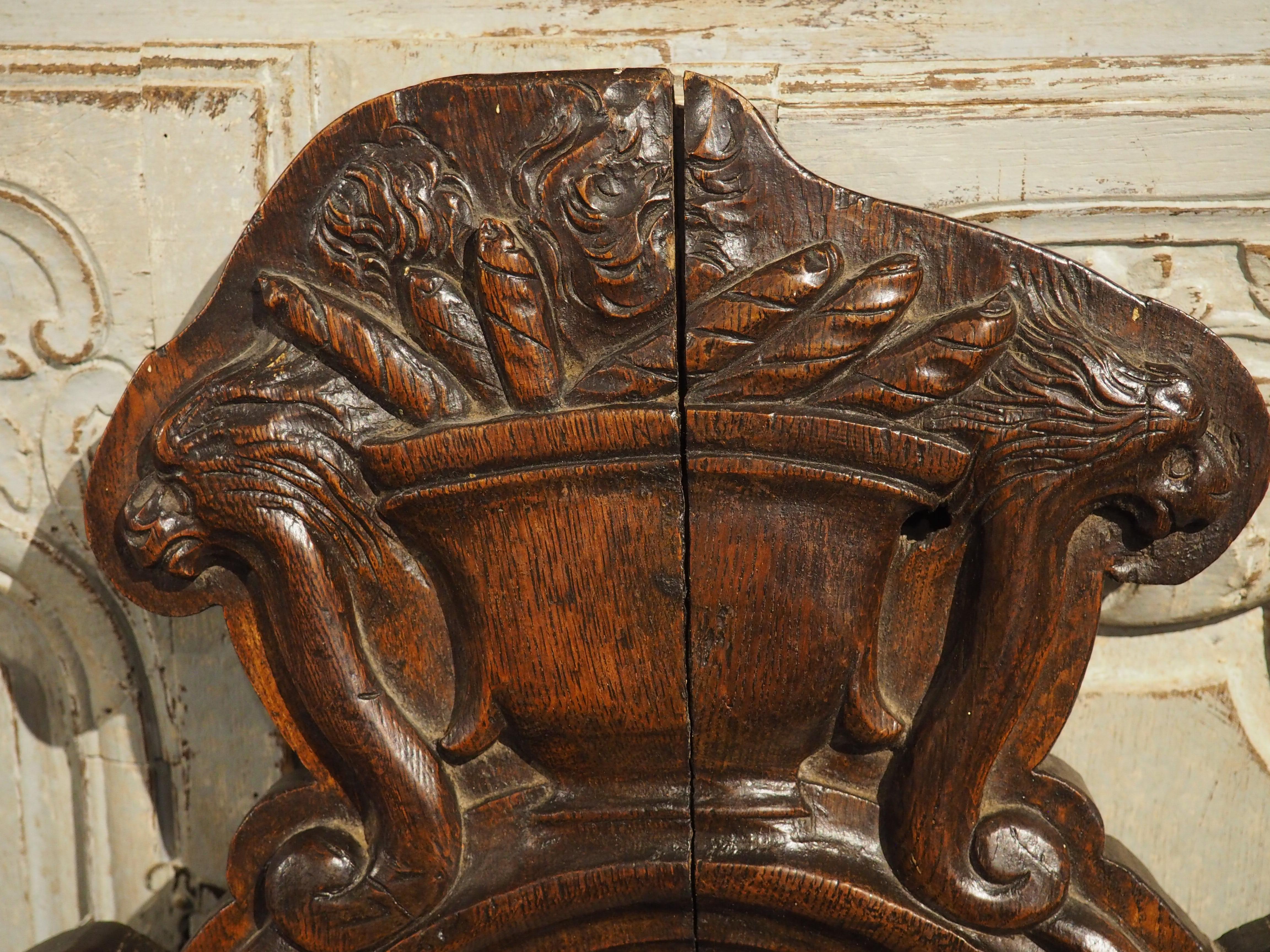 19th Century Sculpted Oak Bas Relief Panel from France 5