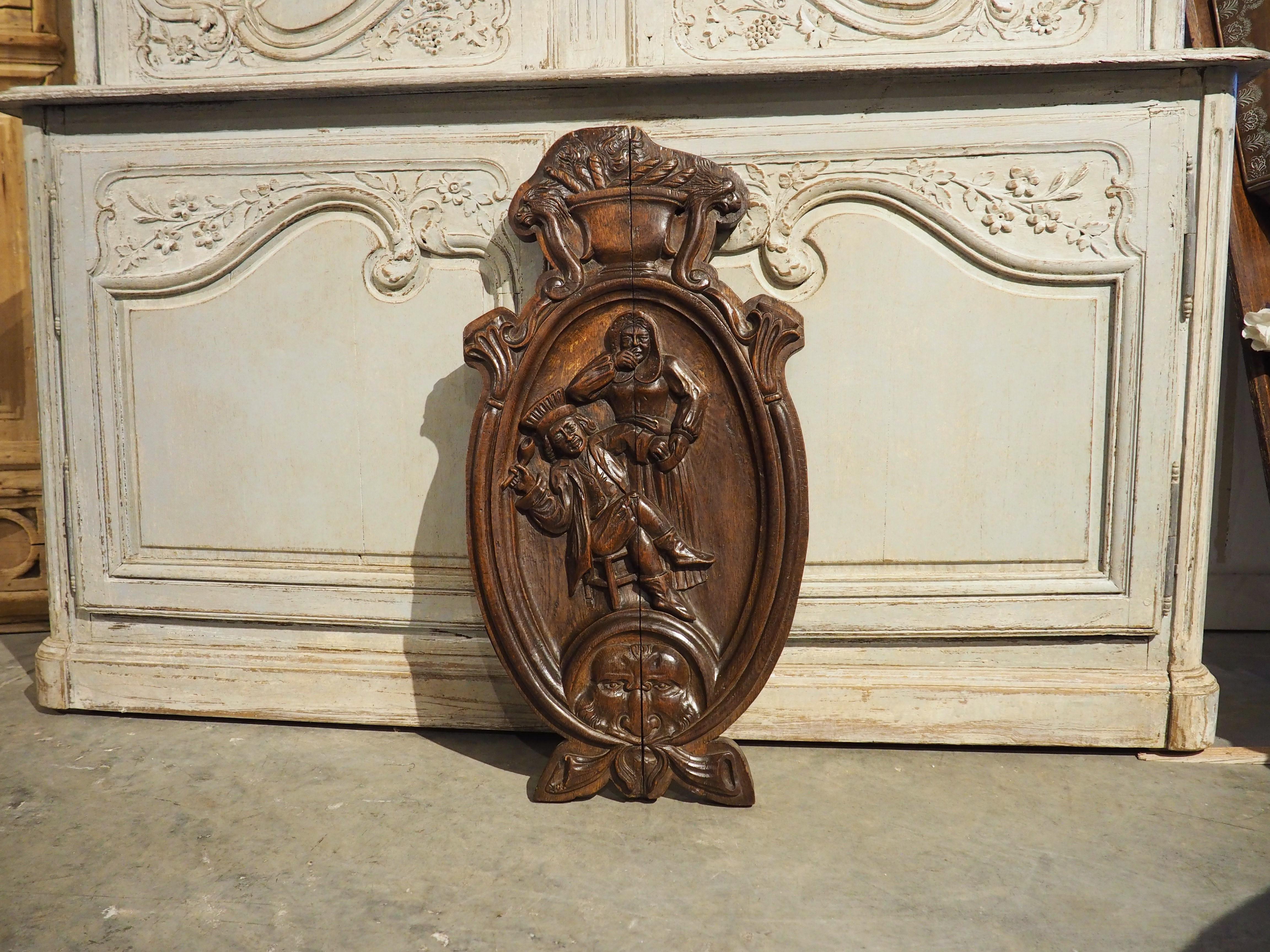 19th Century Sculpted Oak Bas Relief Panel from France 6