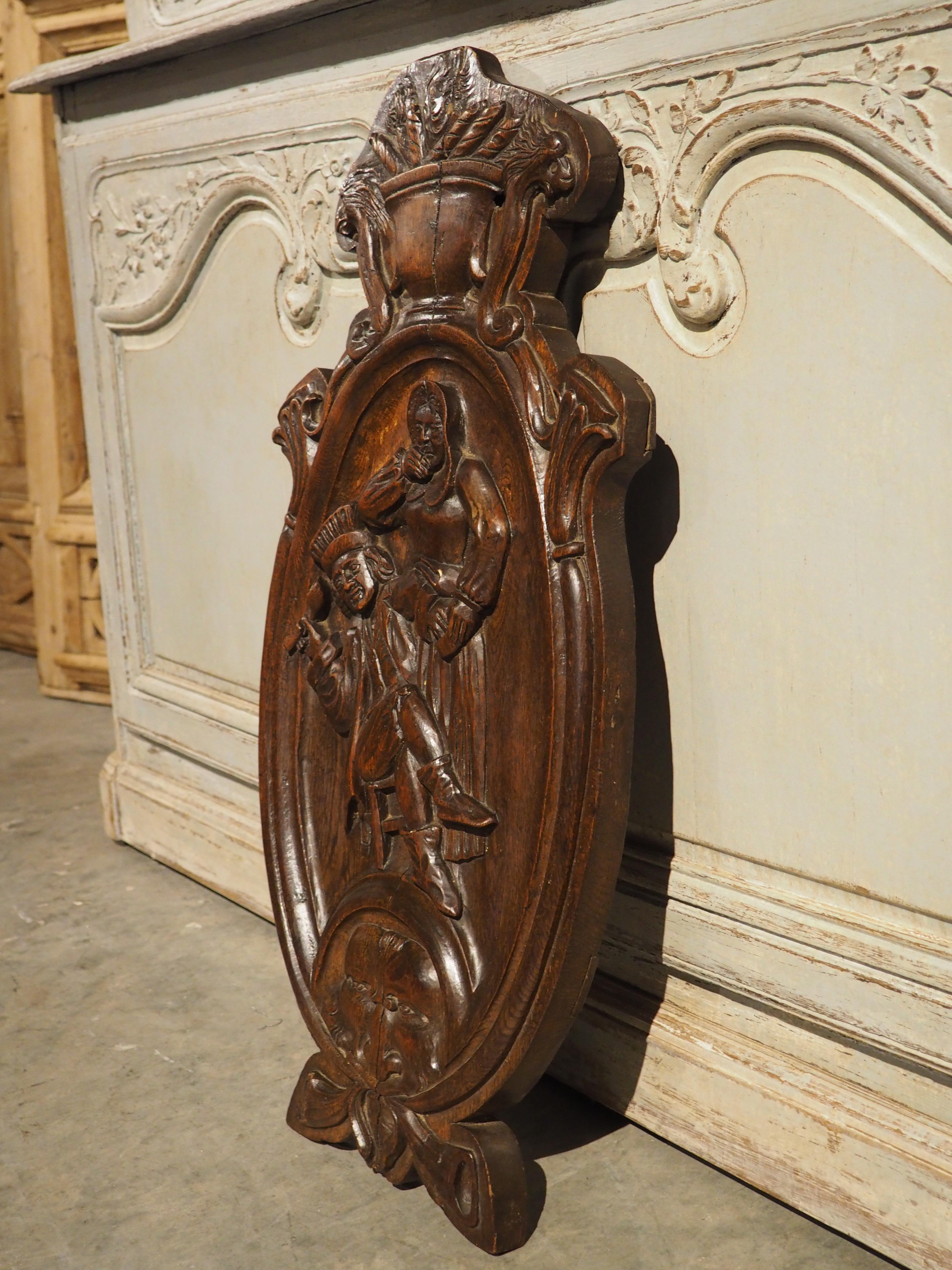19th Century Sculpted Oak Bas Relief Panel from France 7