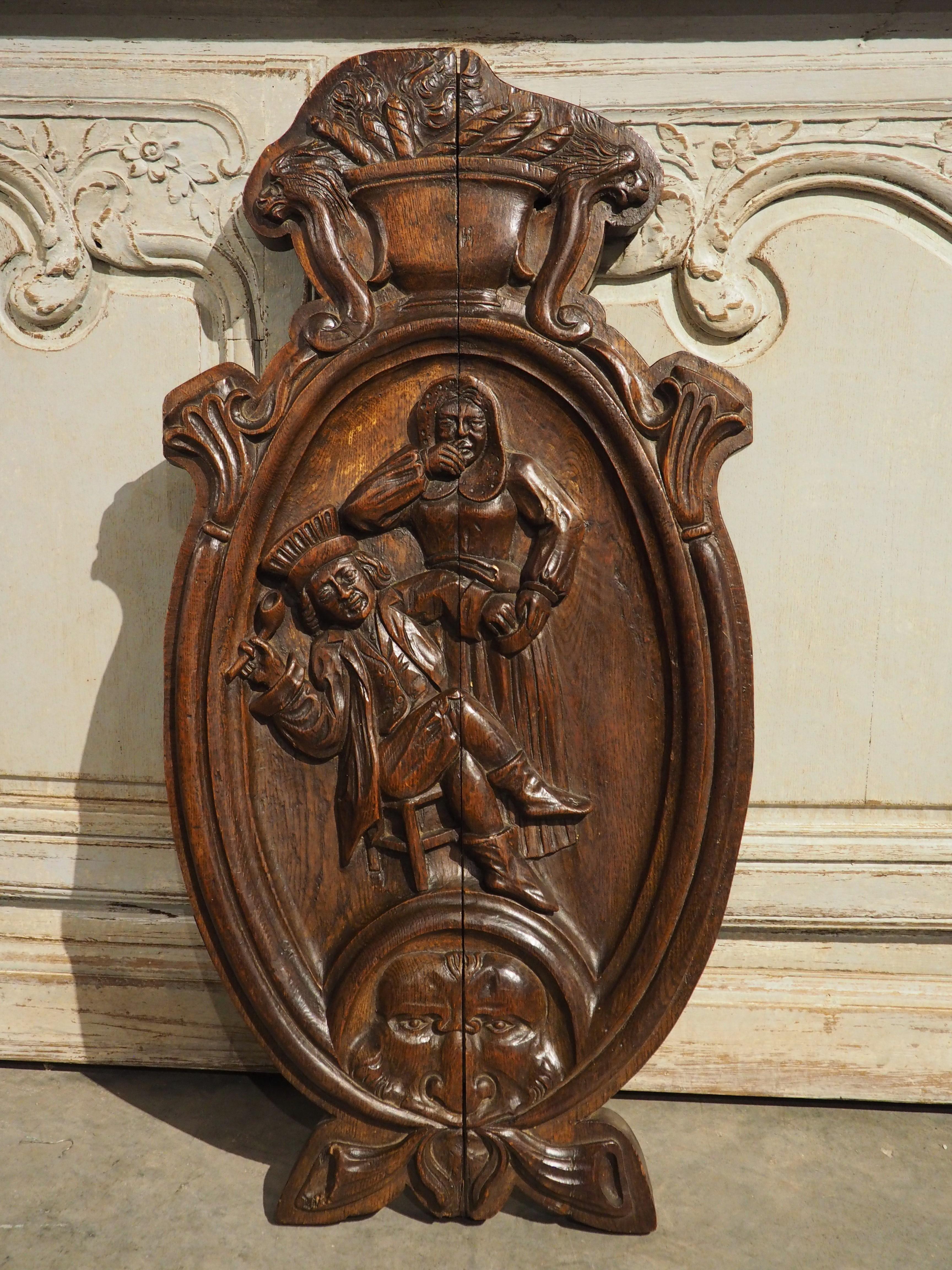 19th Century Sculpted Oak Bas Relief Panel from France 8