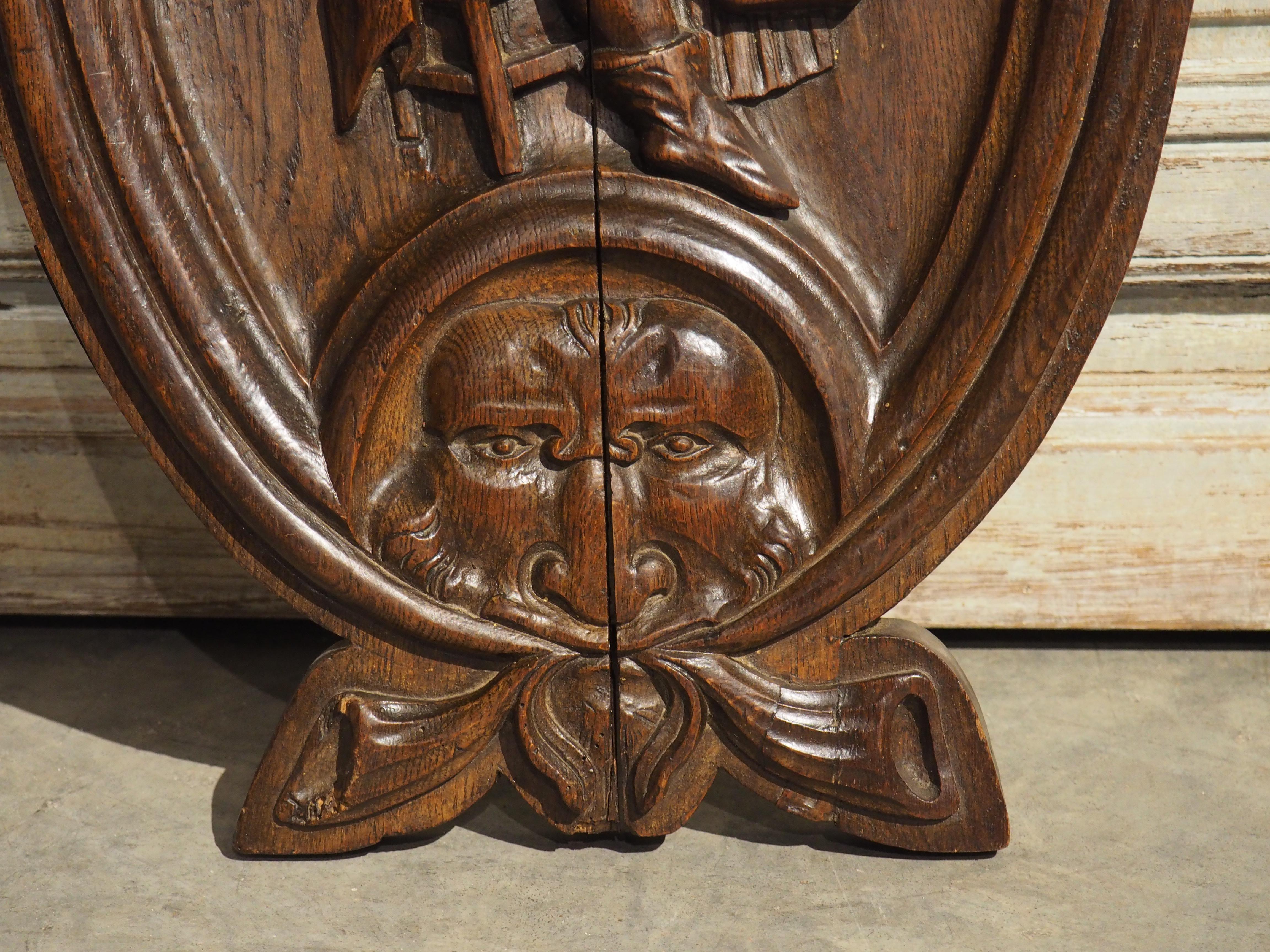 French 19th Century Sculpted Oak Bas Relief Panel from France