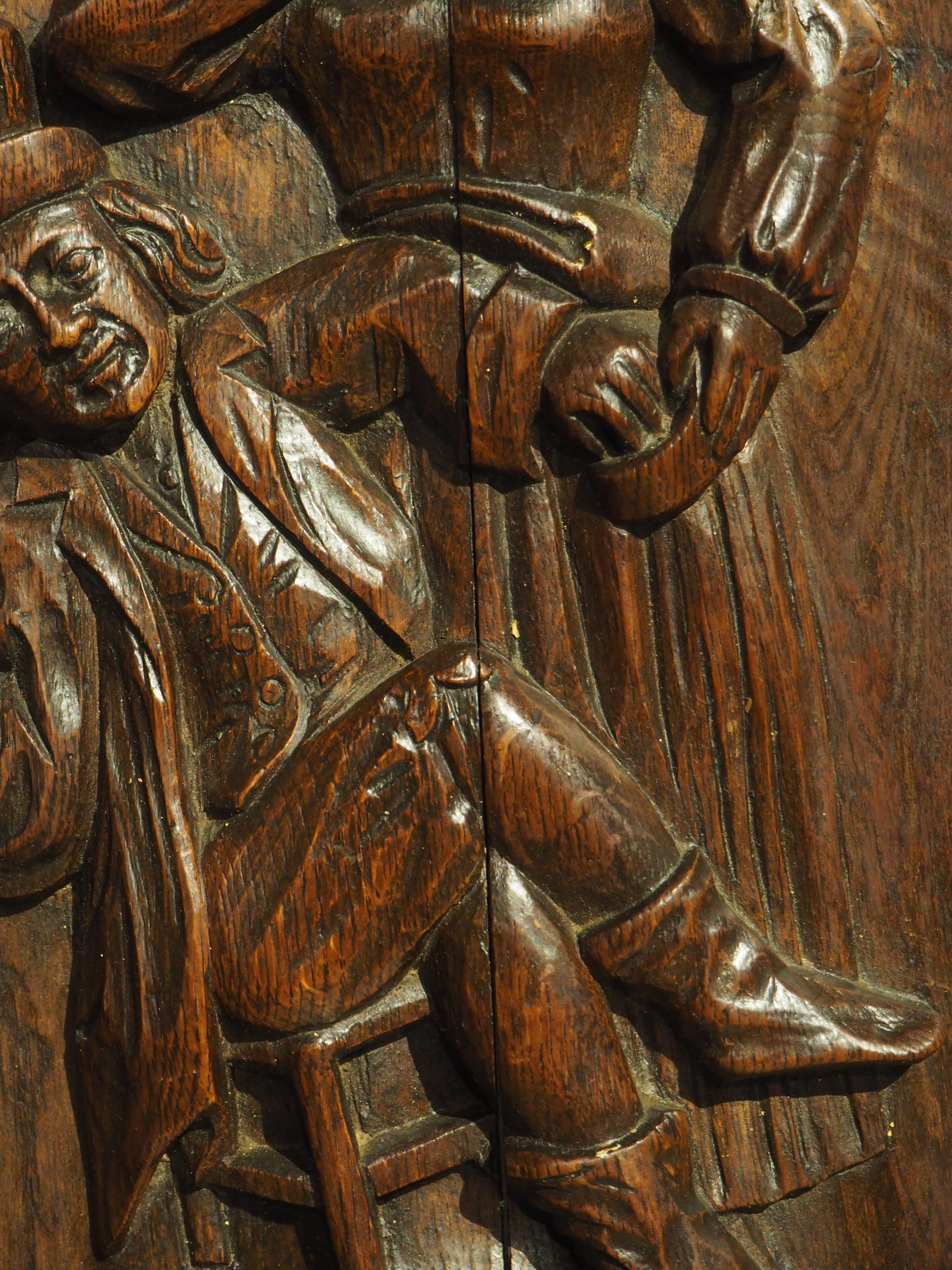 19th Century Sculpted Oak Bas Relief Panel from France In Good Condition In Dallas, TX