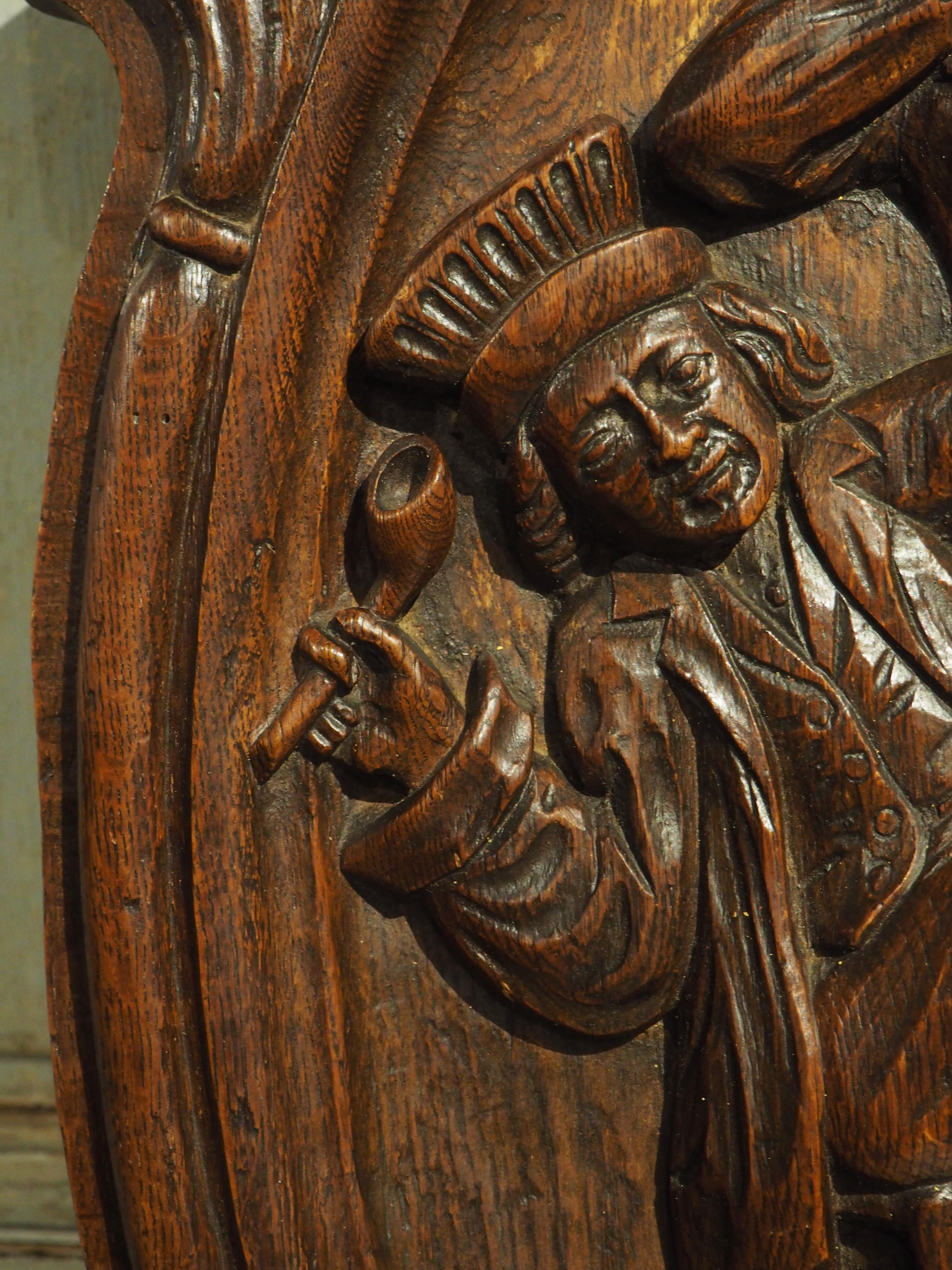 19th Century Sculpted Oak Bas Relief Panel from France 1