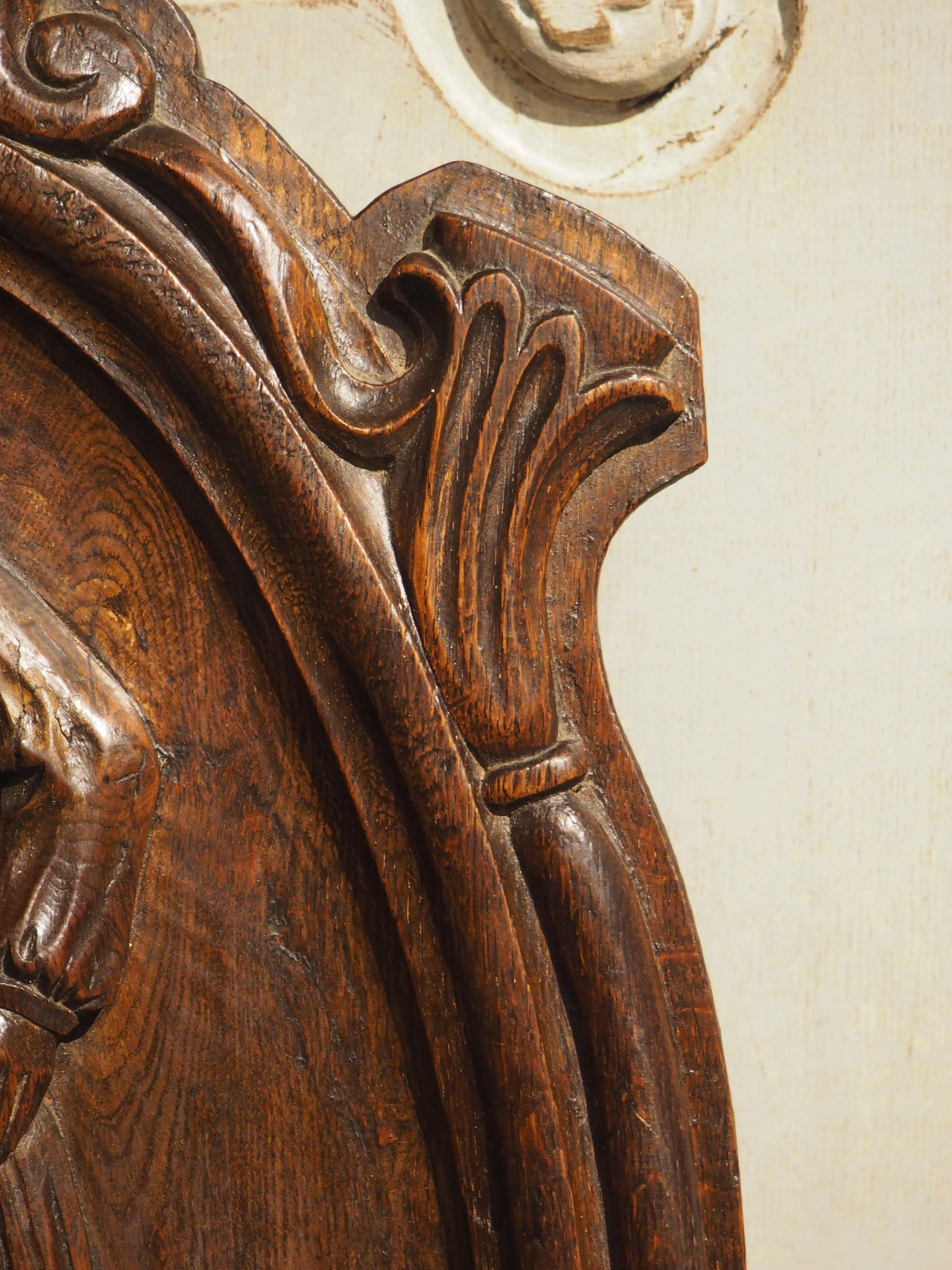 19th Century Sculpted Oak Bas Relief Panel from France 3