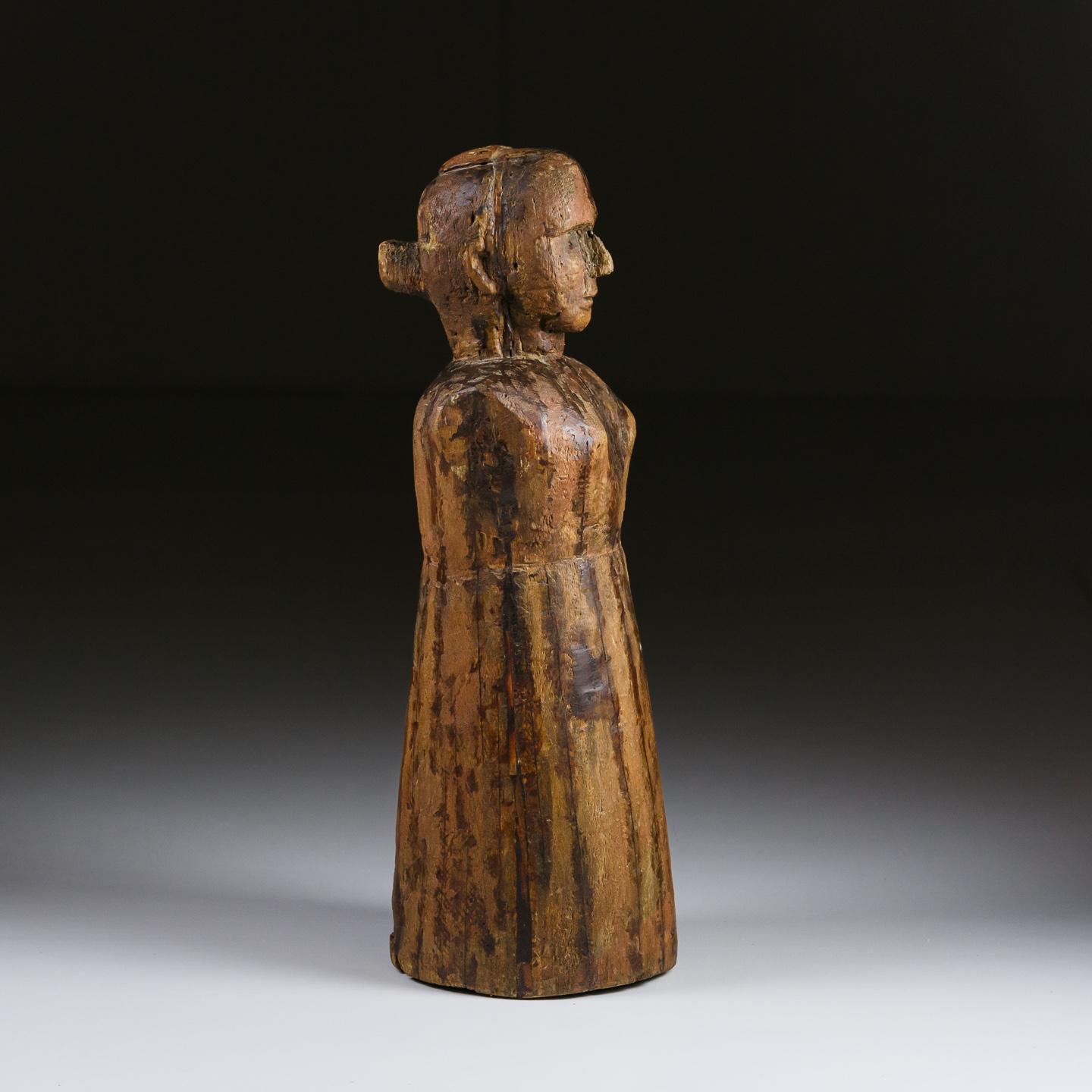 Hand-Carved 19th Century Sculptural Carving of a Woman For Sale