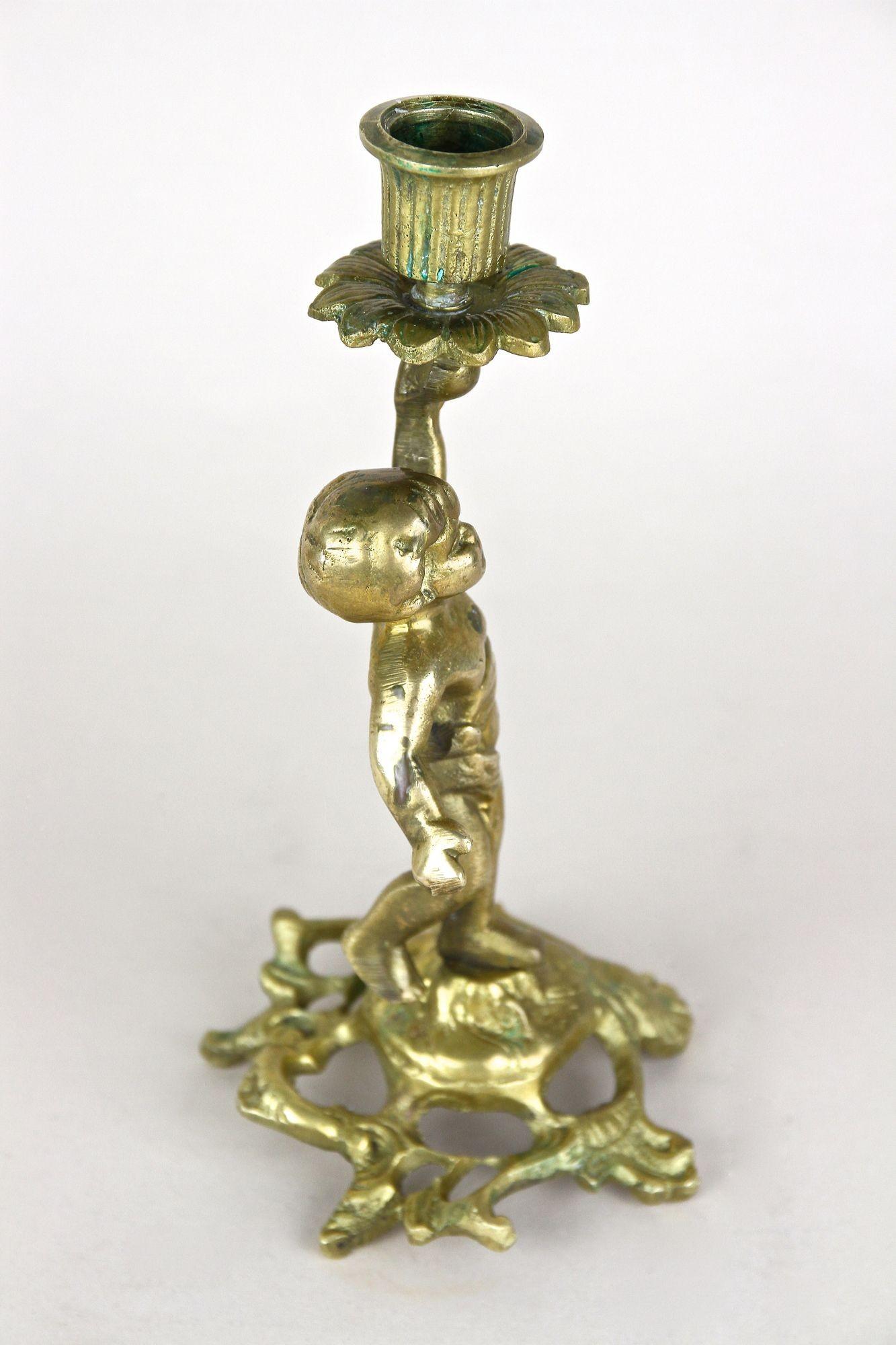 Portacandele scultoreo in ottone barocco del XIX secolo, AT 1880 ca. in vendita 4