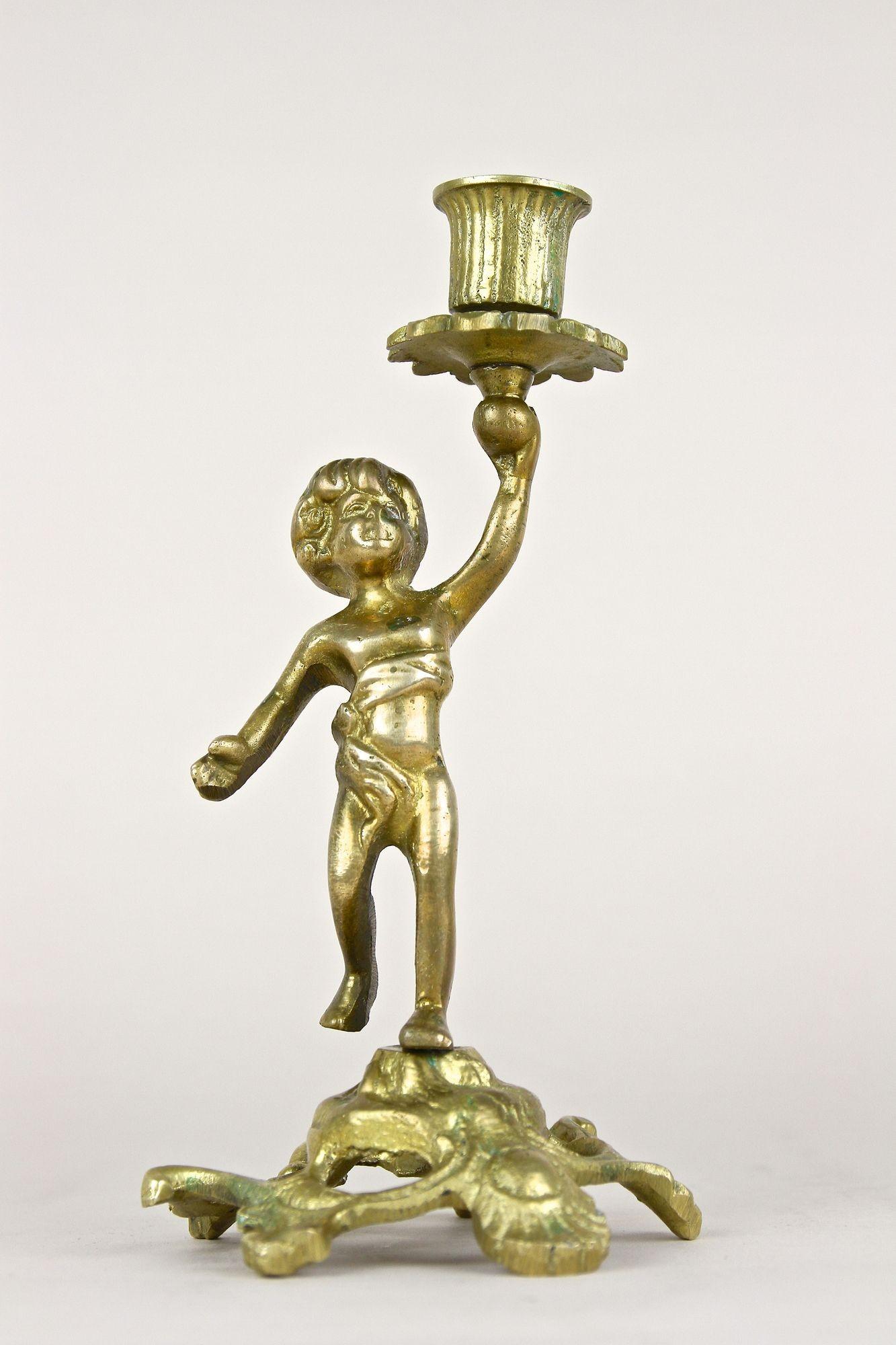 Portacandele scultoreo in ottone barocco del XIX secolo, AT 1880 ca. in vendita 7