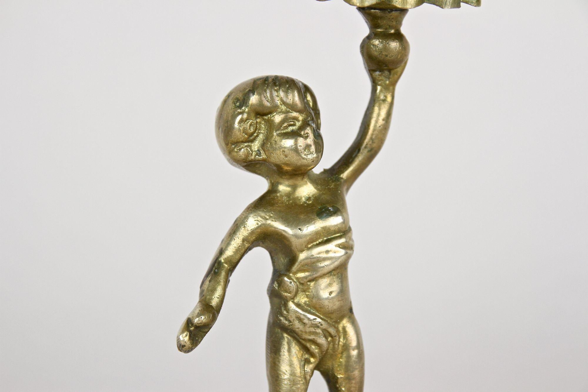 Ottone Portacandele scultoreo in ottone barocco del XIX secolo, AT 1880 ca. in vendita