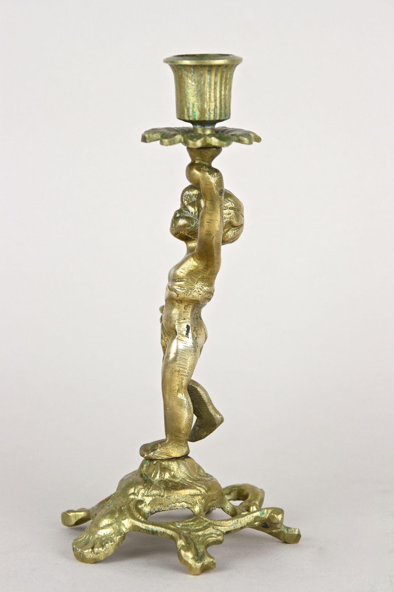 Portacandele scultoreo in ottone barocco del XIX secolo, AT 1880 ca. in vendita 1
