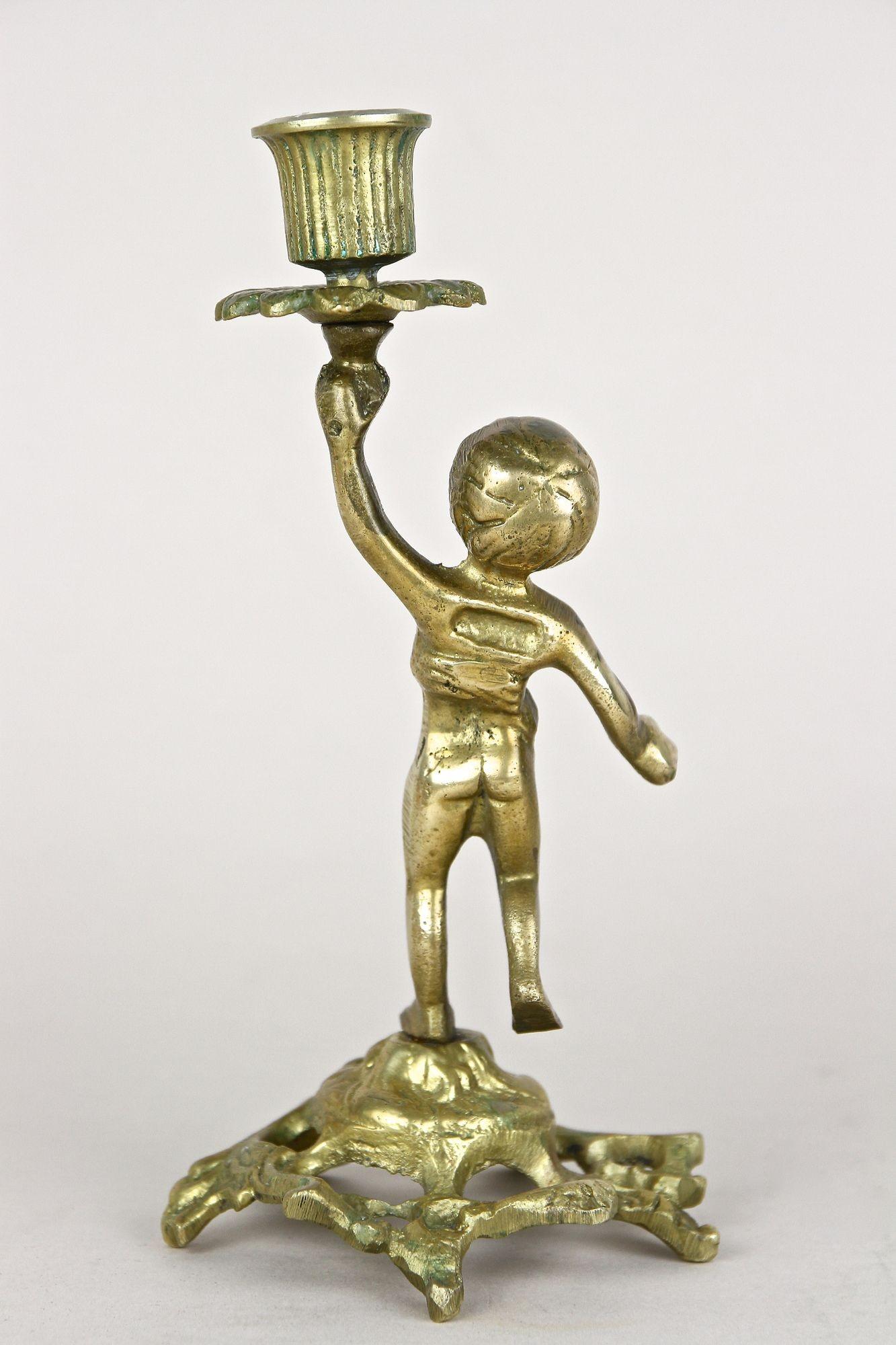 Portacandele scultoreo in ottone barocco del XIX secolo, AT 1880 ca. in vendita 3