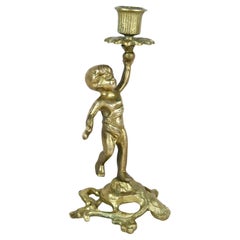 19th Century Sculptural Firegilt Baroque Revival Brass Candleholder, AT ca. 1880