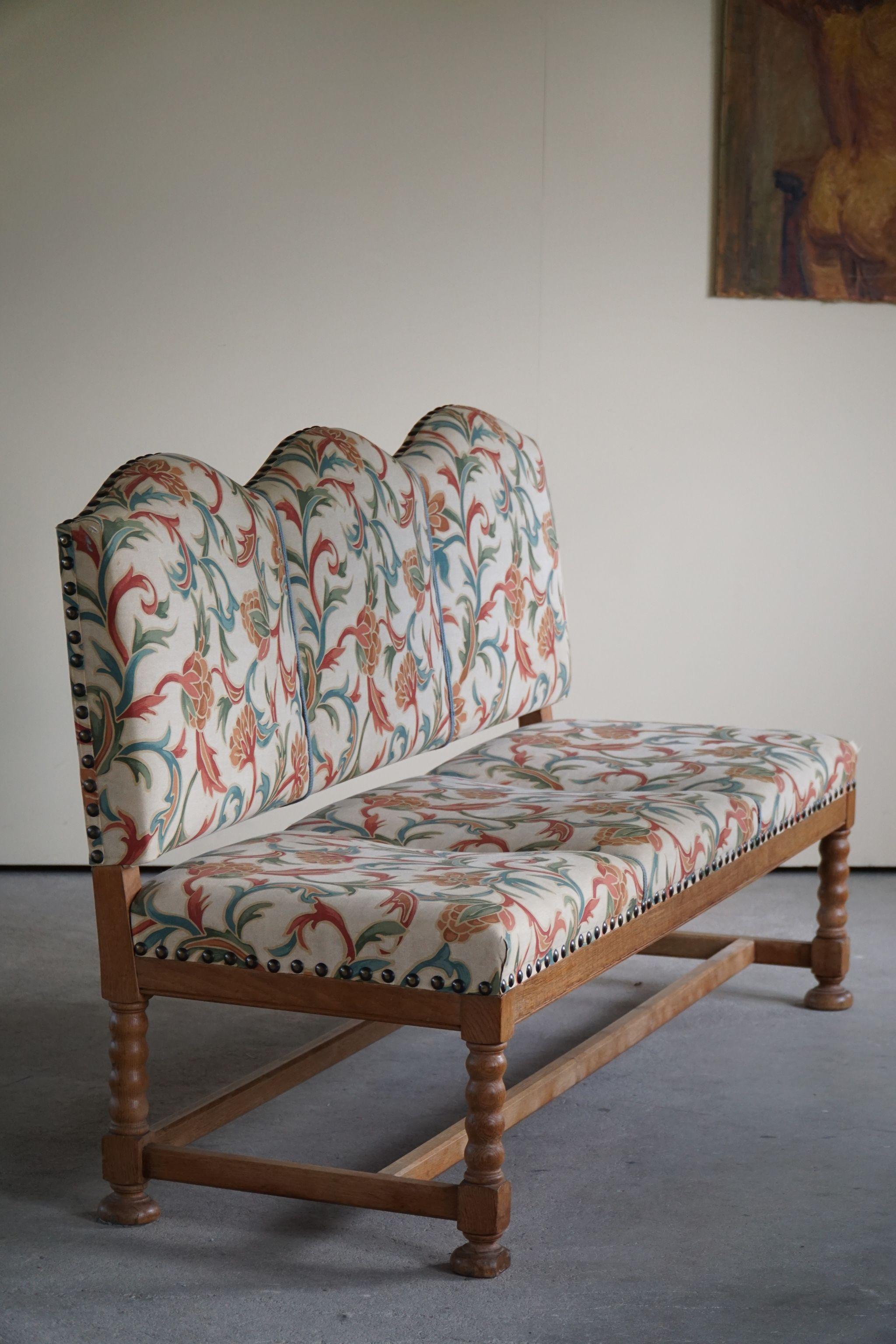 Art Deco 19th Century Sculptural Three Seater Baroque Sofa, Made by a Danish Cabinetmaker