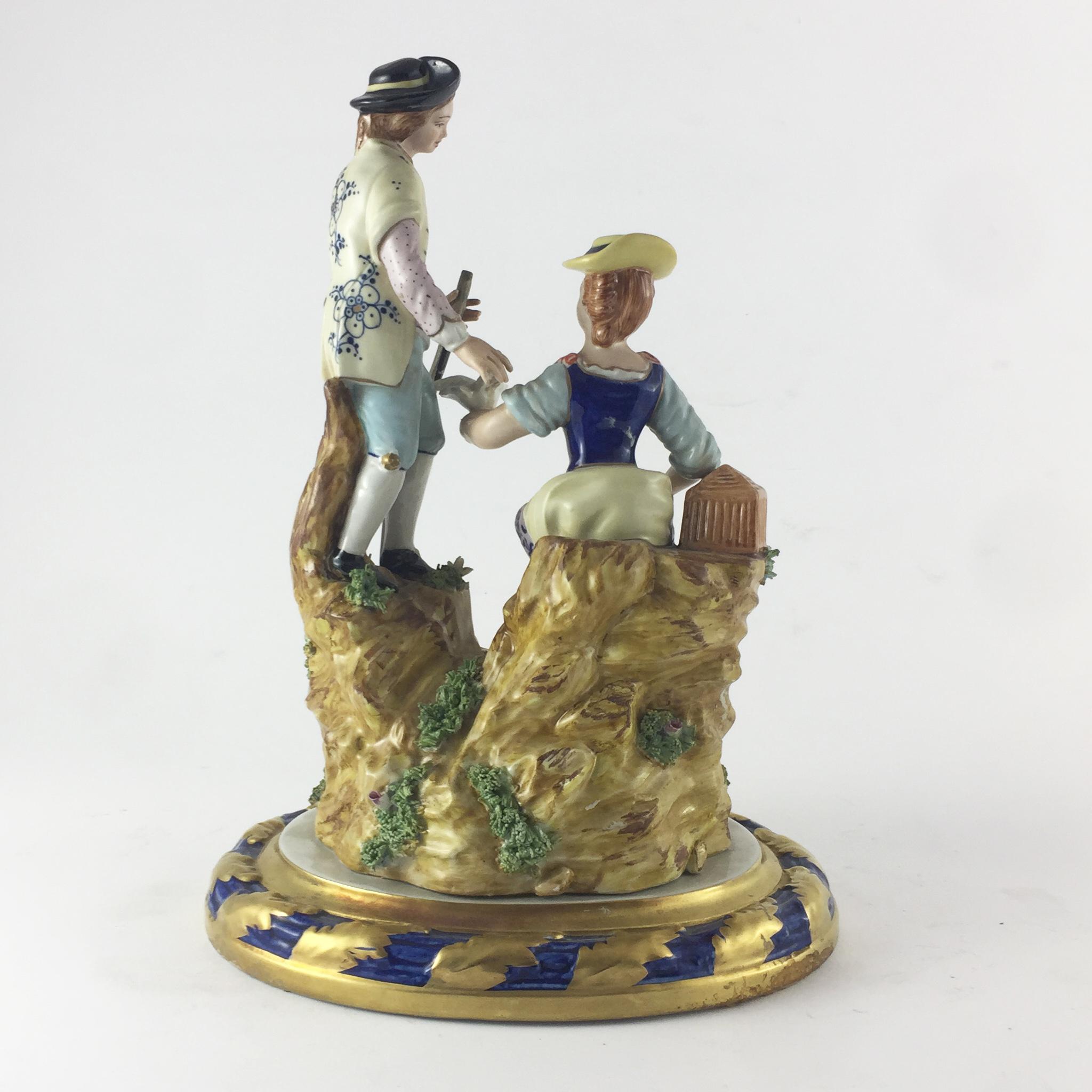19th Century Sculpture Gilded and Polychrome Porcelain For Sale 3