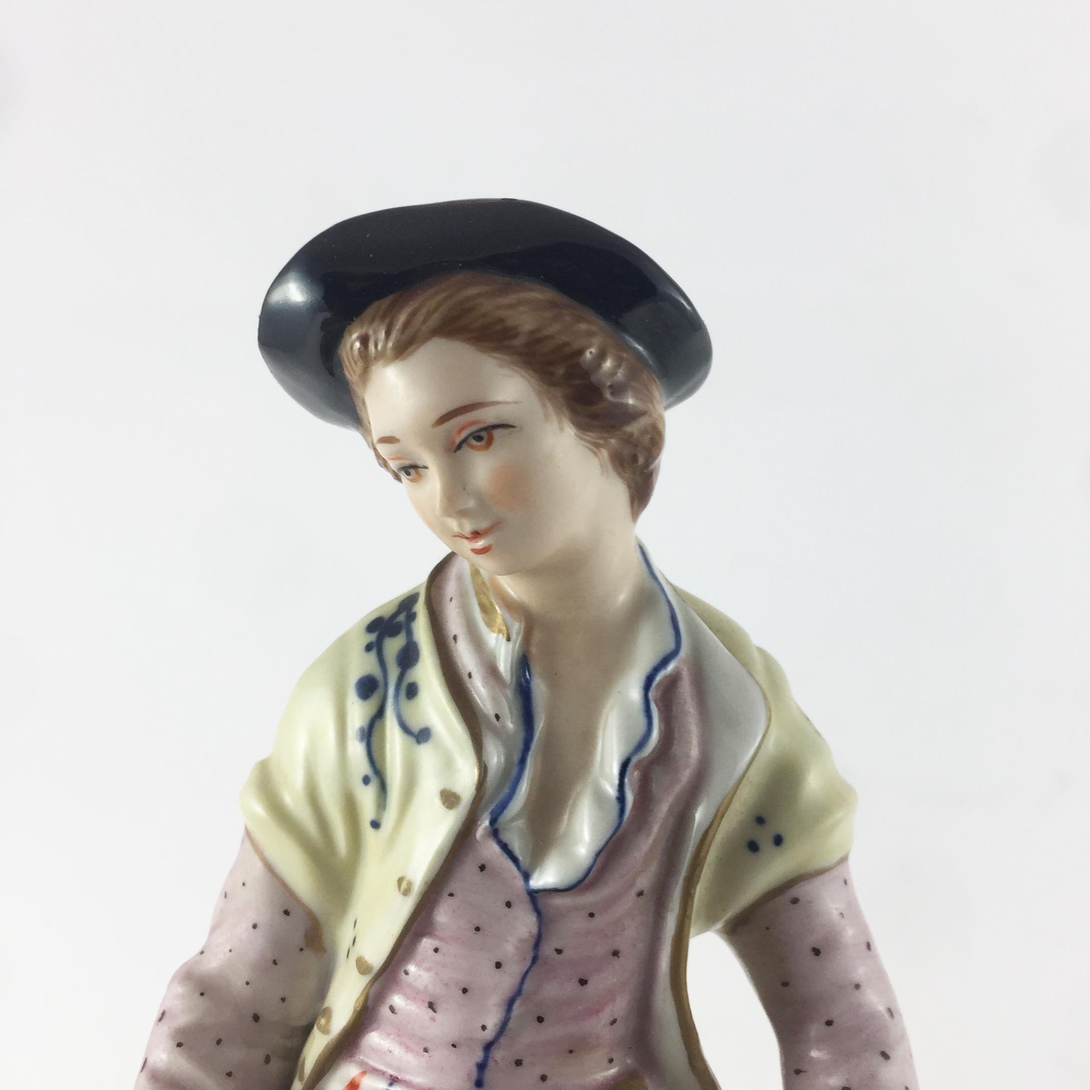 Louis Philippe 19th Century Sculpture Gilded and Polychrome Porcelain For Sale
