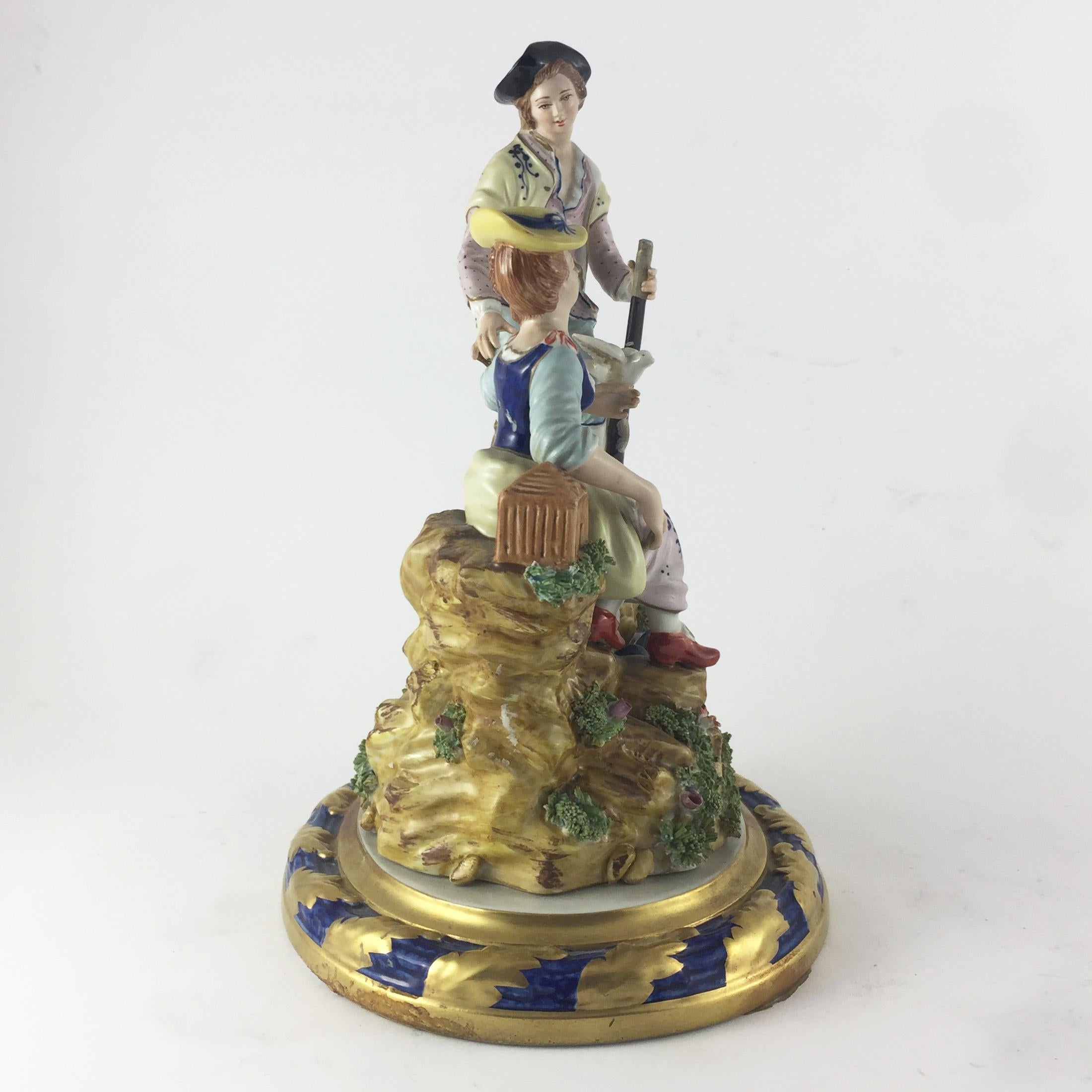 Early 19th Century 19th Century Sculpture Gilded and Polychrome Porcelain For Sale