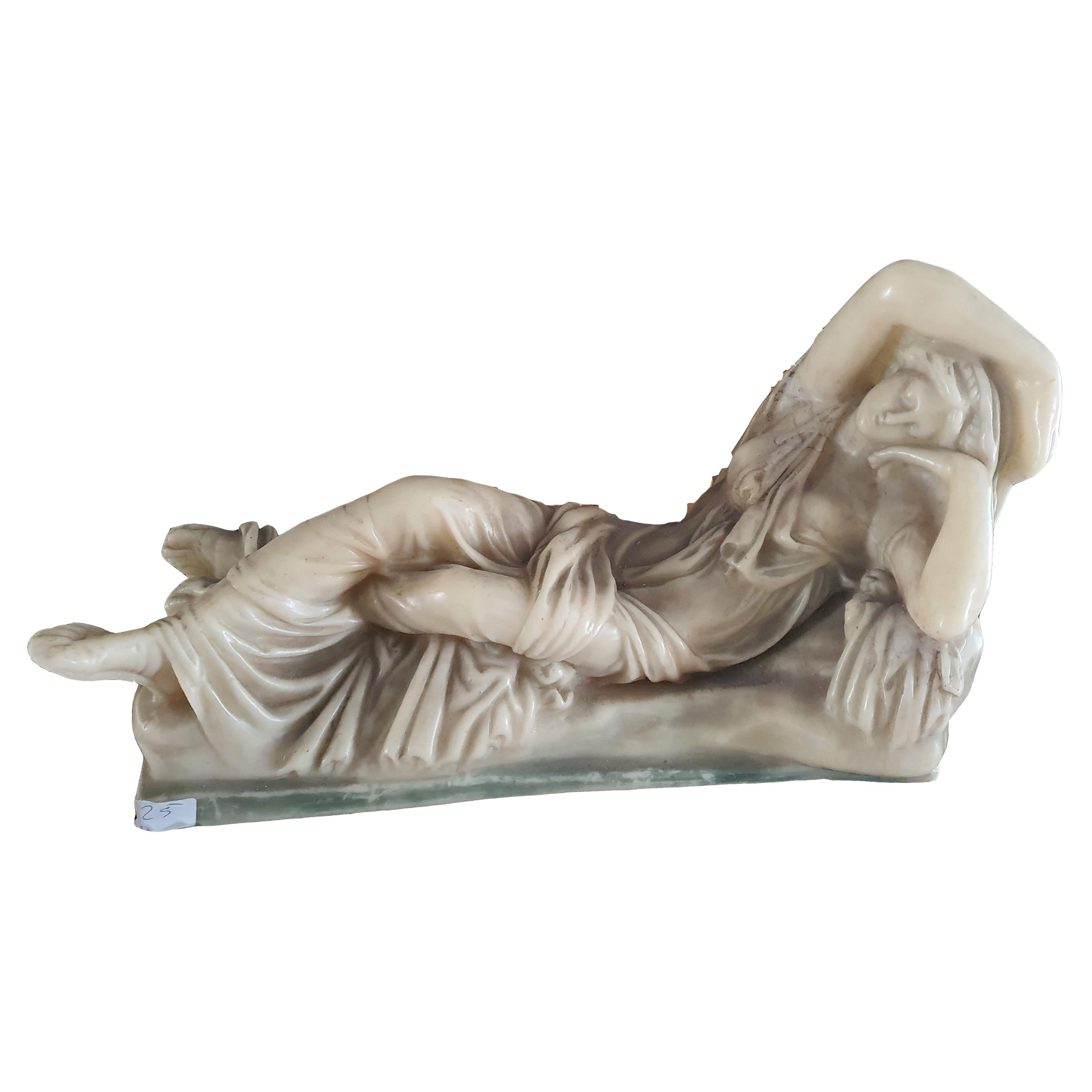 19th Century Sculpture Made of Wax Depicting Lady For Sale