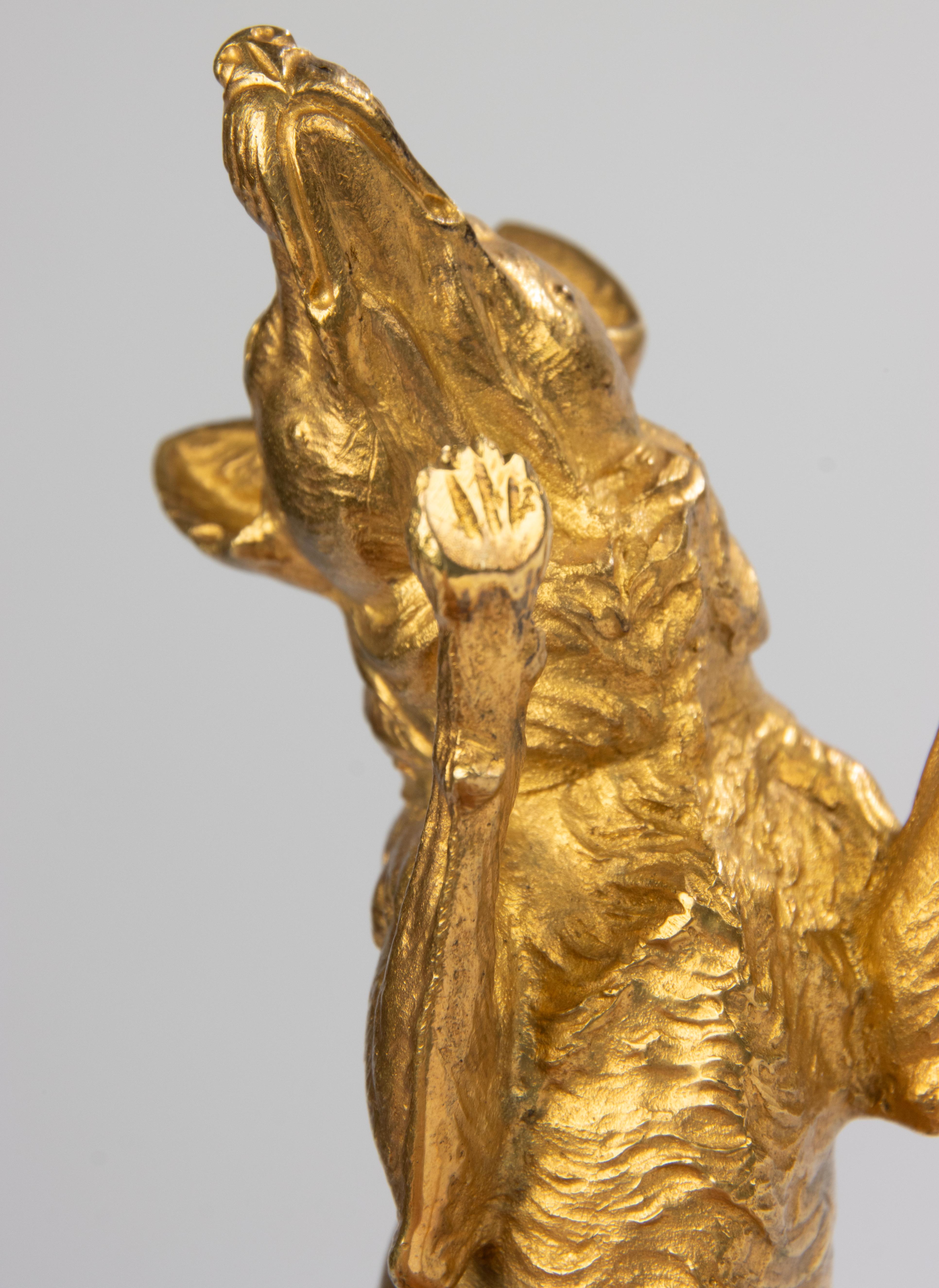 Skulptur eines belgischen Malinois-Schafs aus dem 19. Jahrhundert – Goldbronze vergoldete Bronze 3