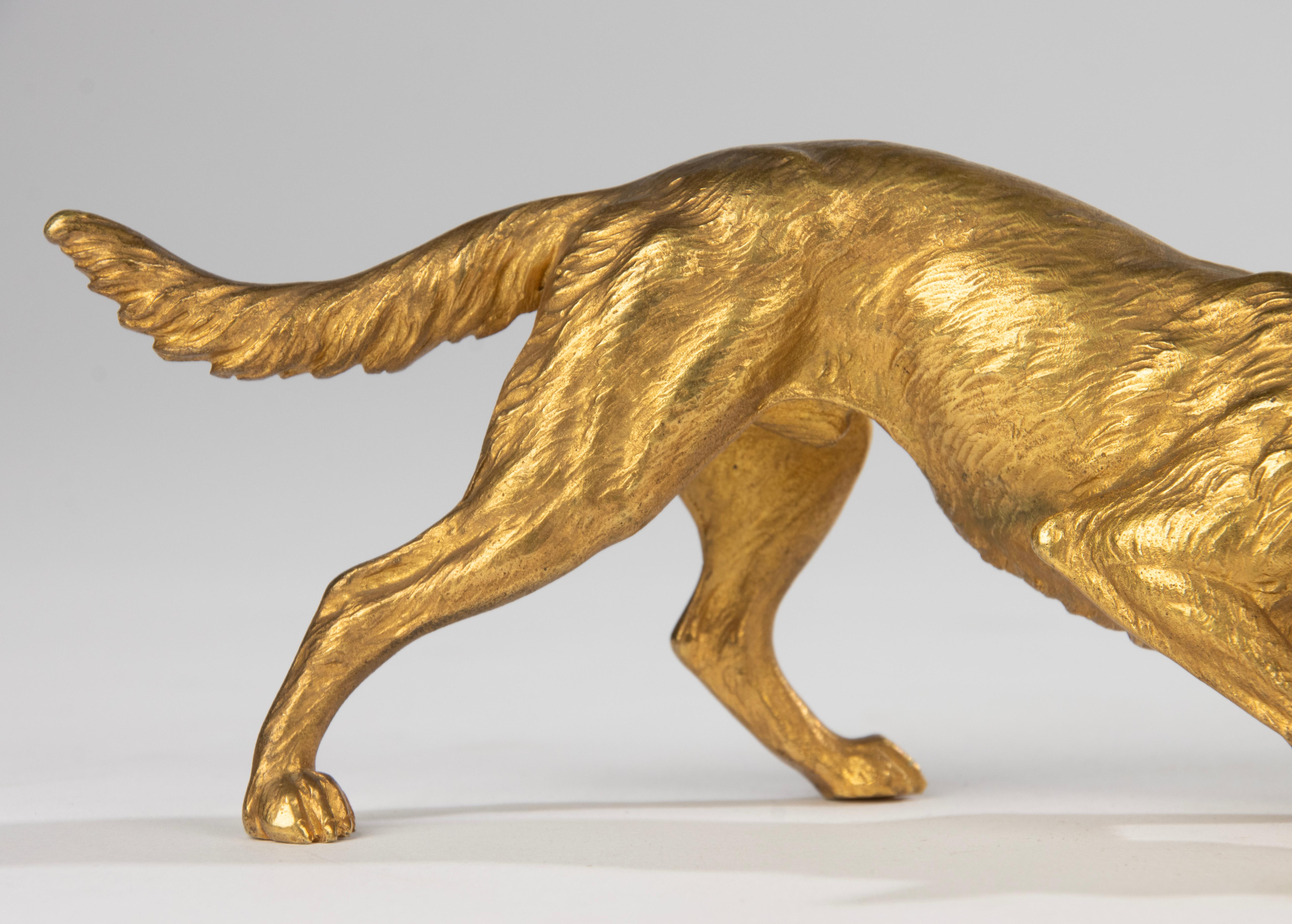 Skulptur eines belgischen Malinois-Schafs aus dem 19. Jahrhundert – Goldbronze vergoldete Bronze (Französisch)