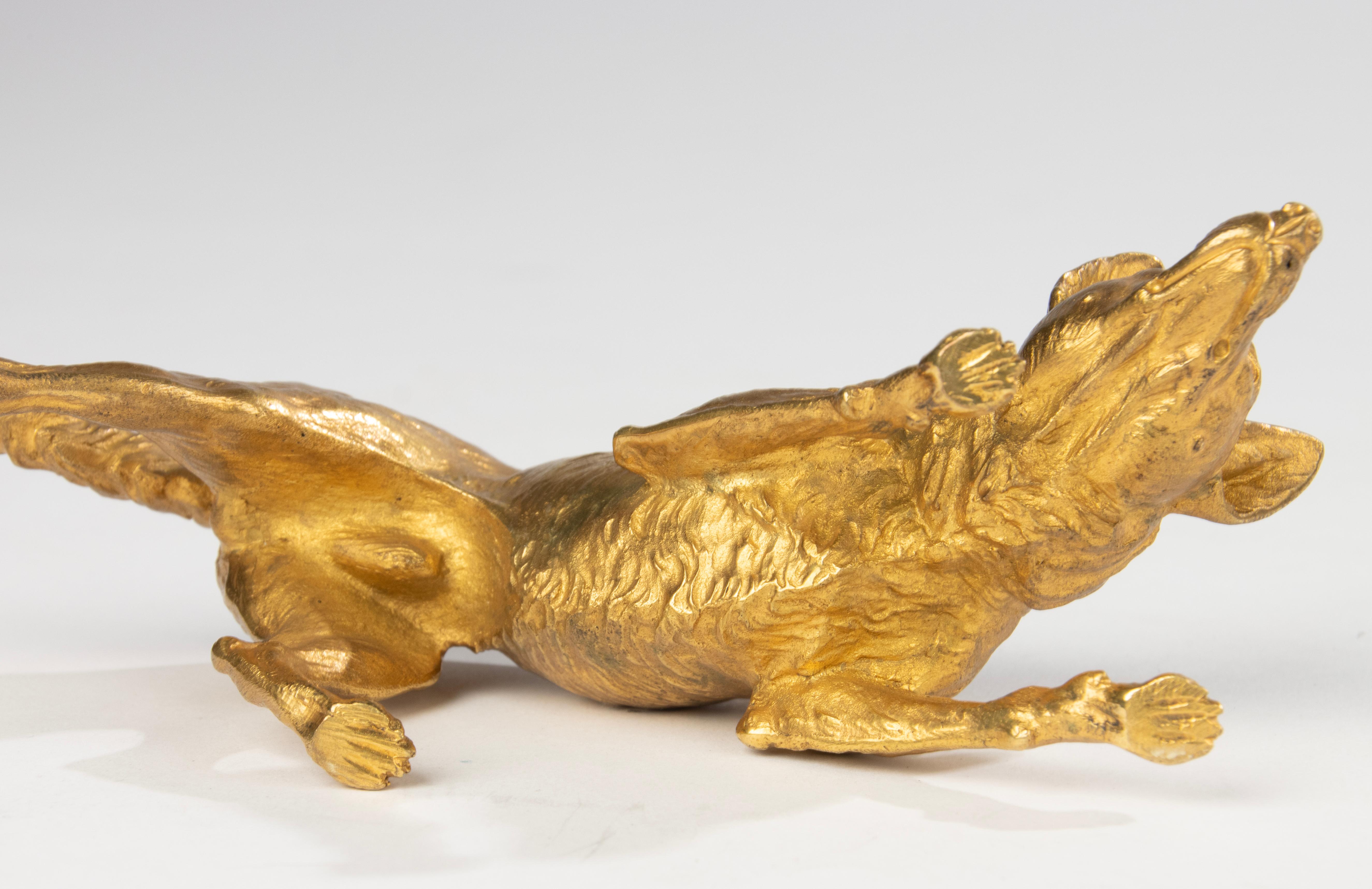 Skulptur eines belgischen Malinois-Schafs aus dem 19. Jahrhundert – Goldbronze vergoldete Bronze 1